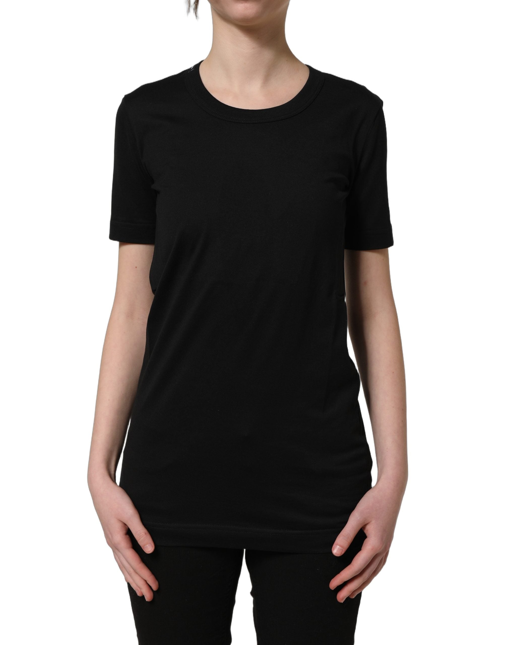 Dolce & Gabbana Black Cotton Short Sleeves Crew Neck T-shirt Dolce & Gabbana