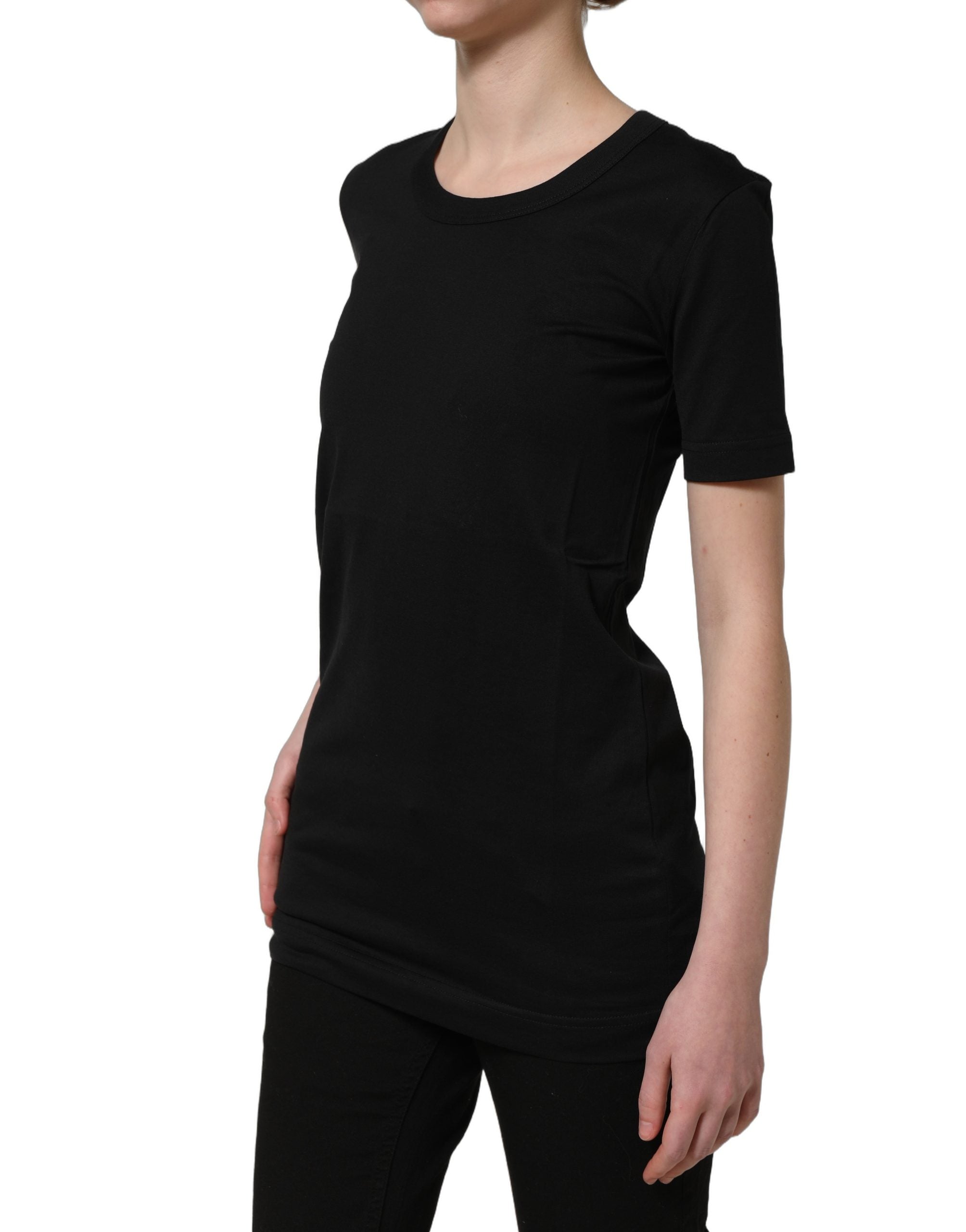 Dolce & Gabbana Black Cotton Short Sleeves Crew Neck T-shirt Dolce & Gabbana