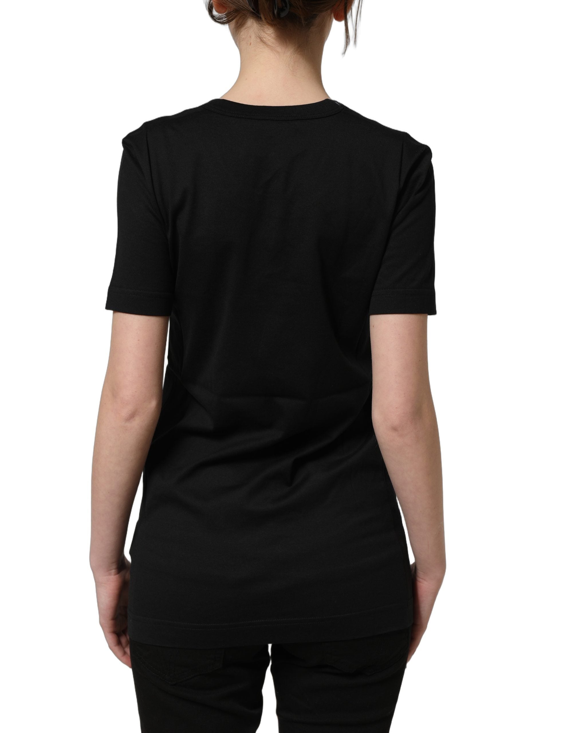 Dolce & Gabbana Black Cotton Short Sleeves Crew Neck T-shirt Dolce & Gabbana