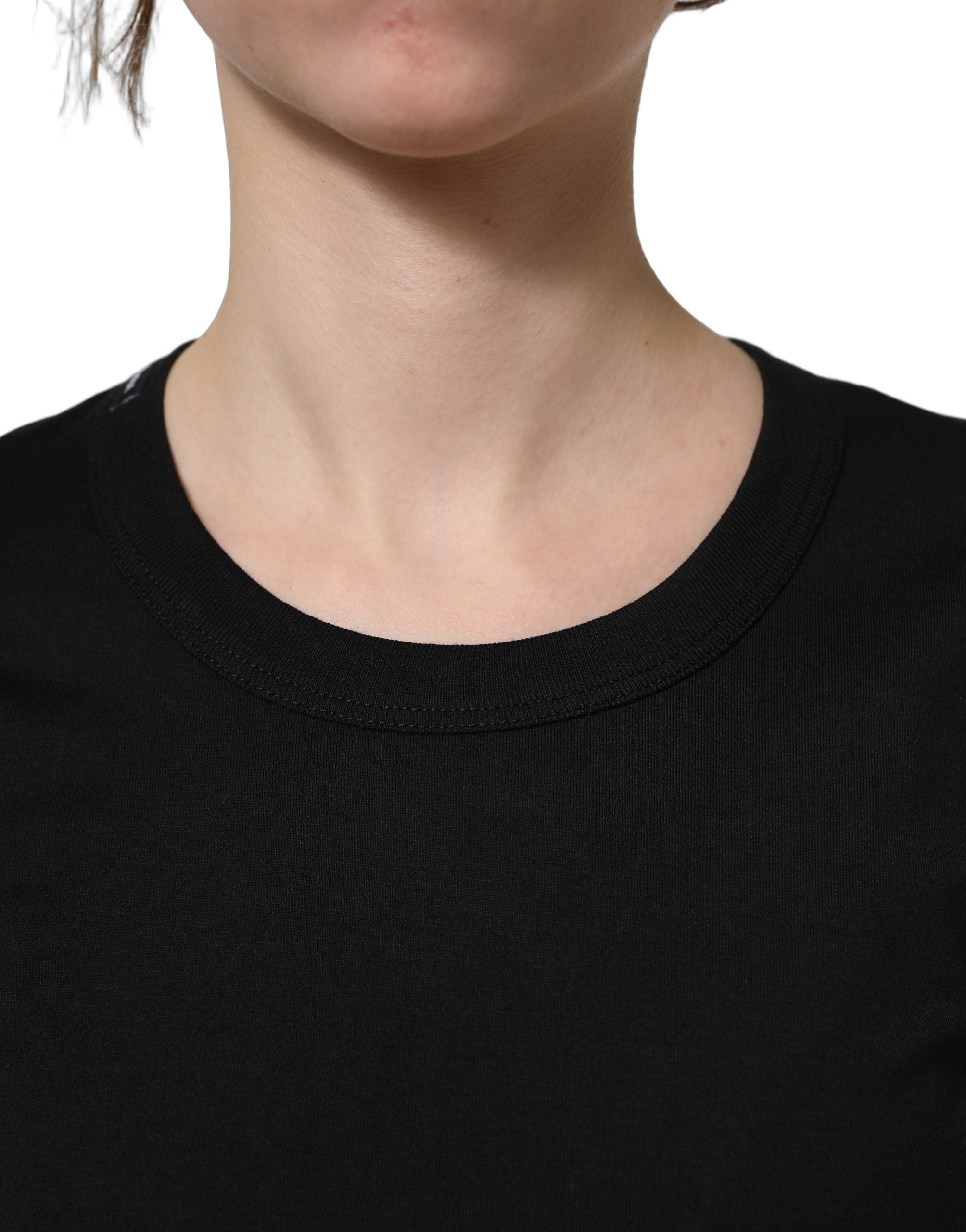 Dolce & Gabbana Black Cotton Short Sleeves Crew Neck T-shirt Dolce & Gabbana