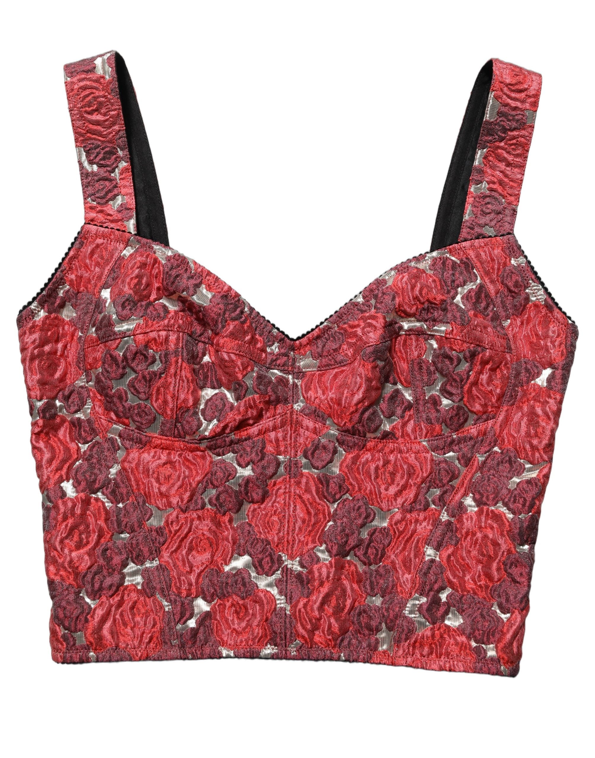Dolce & Gabbana Multicolor Floral Cropped Bustier Tank Top Dolce & Gabbana