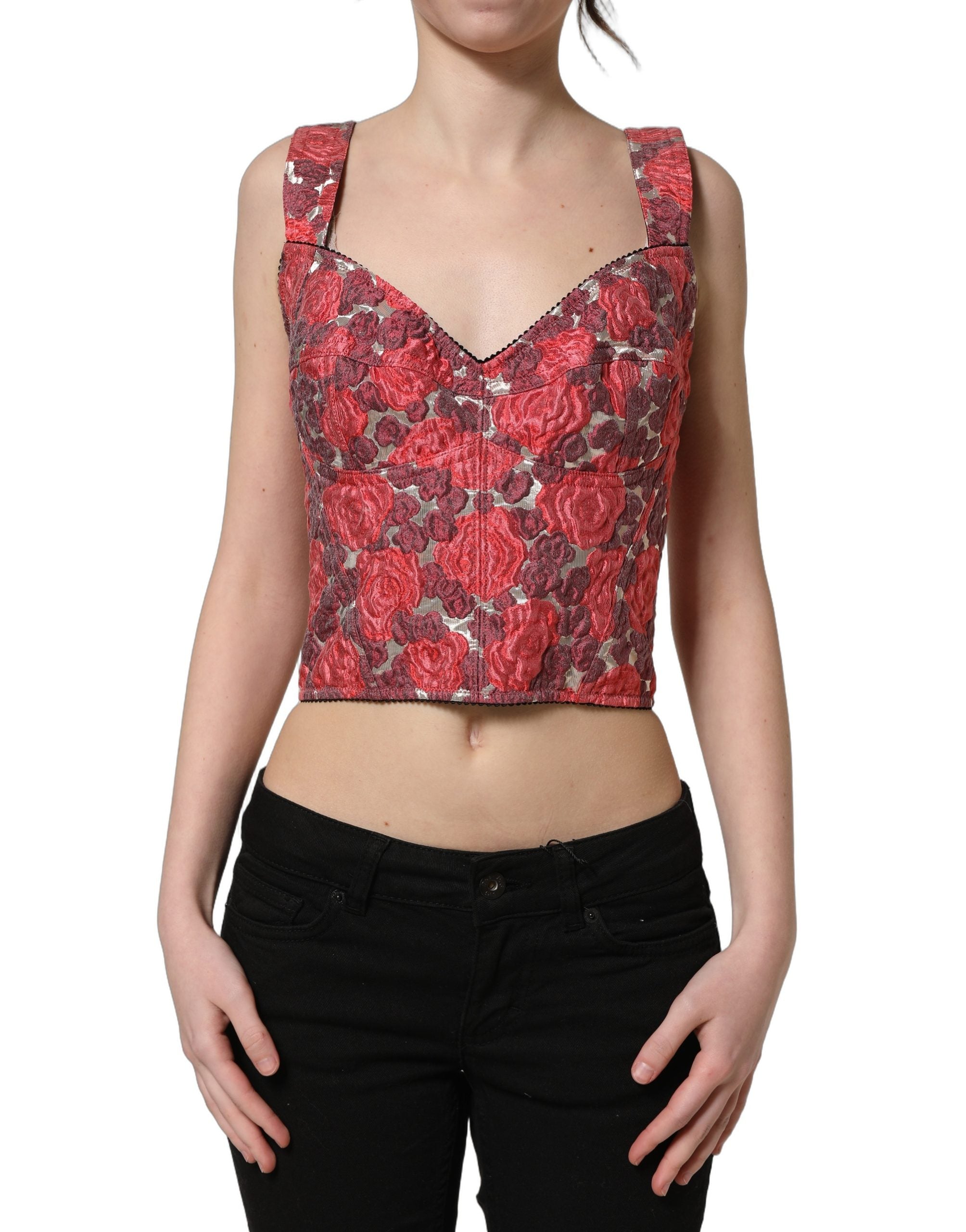 Dolce & Gabbana Multicolor Floral Cropped Bustier Tank Top Dolce & Gabbana