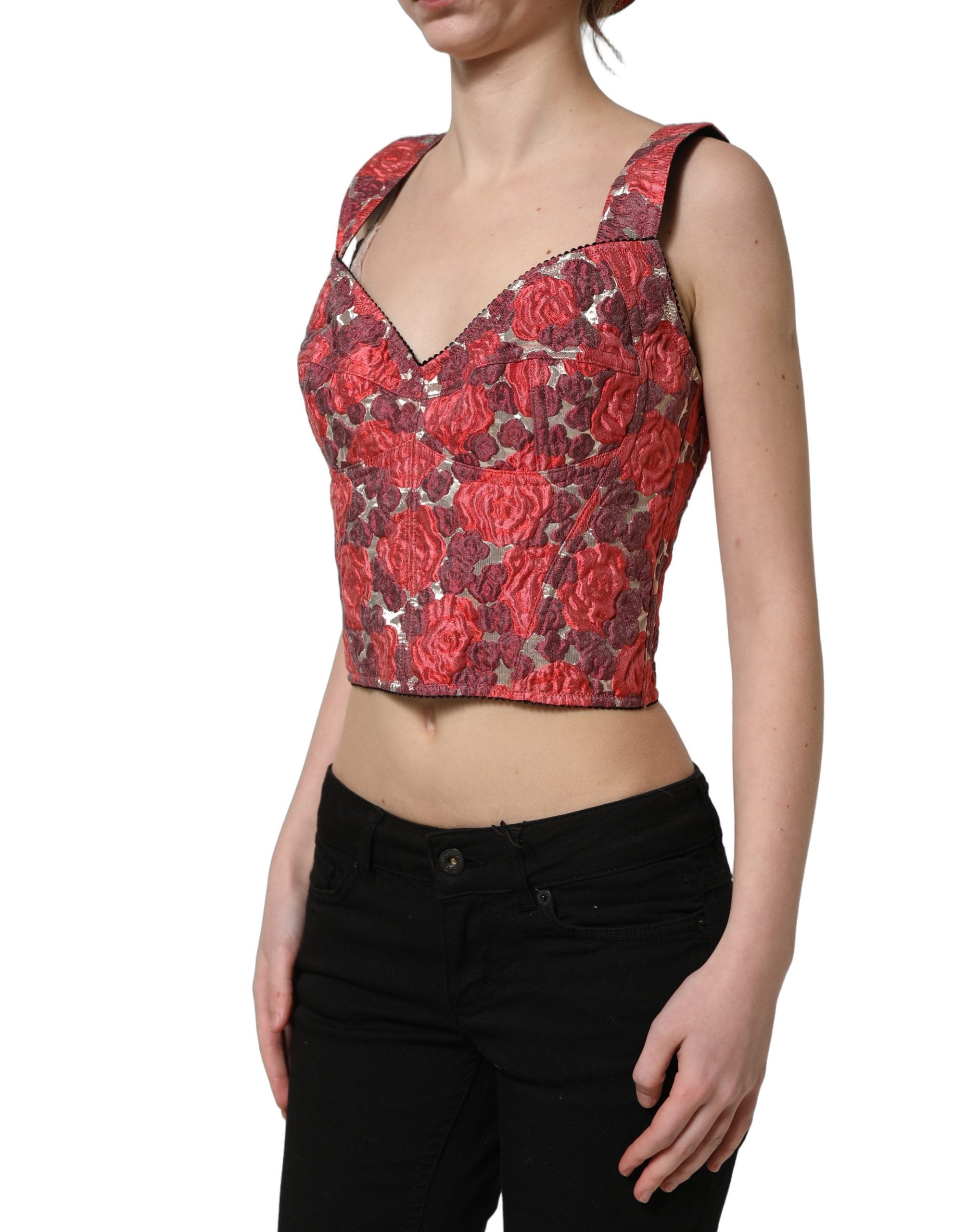 Dolce & Gabbana Multicolor Floral Cropped Bustier Tank Top Dolce & Gabbana