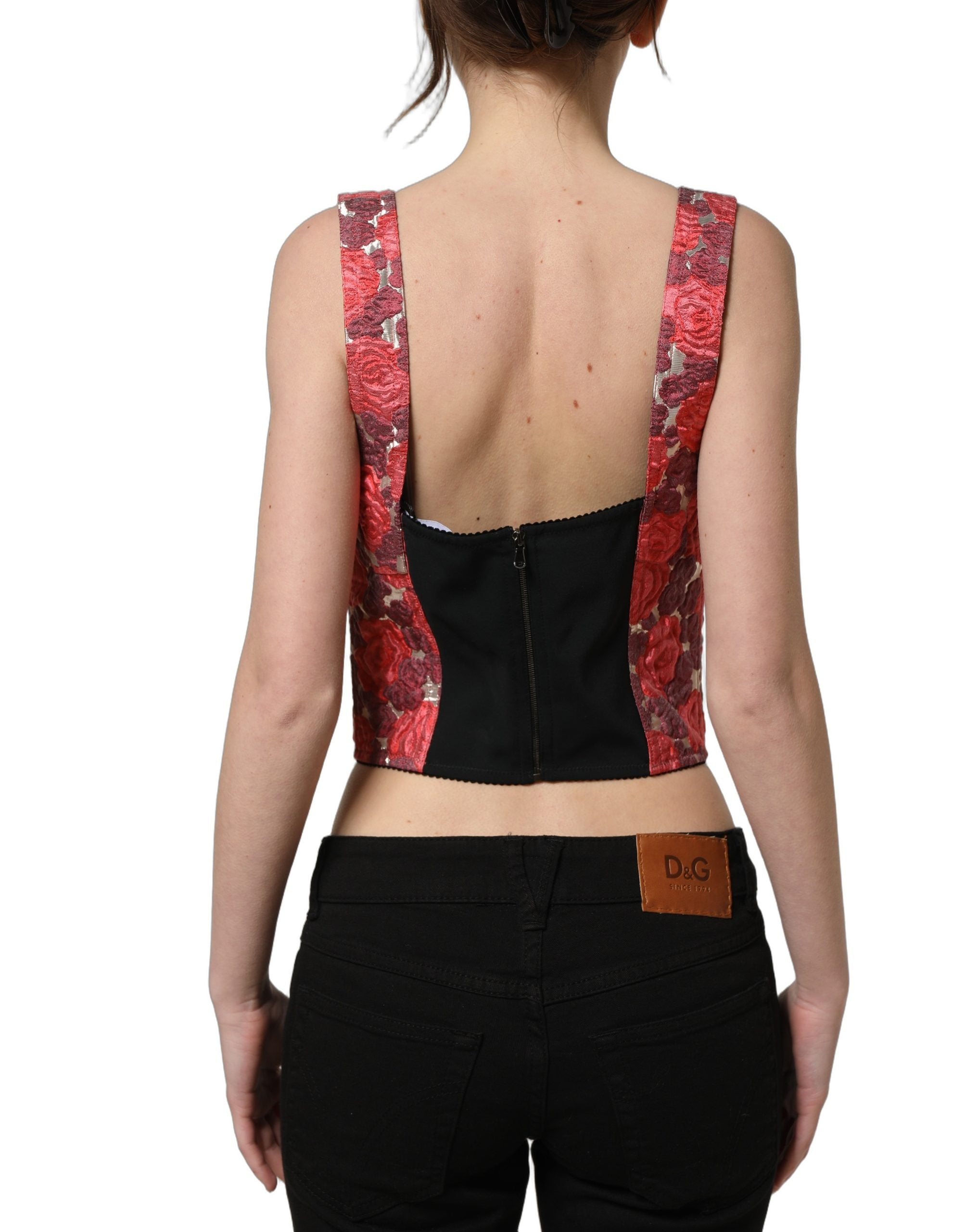 Dolce & Gabbana Multicolor Floral Cropped Bustier Tank Top Dolce & Gabbana