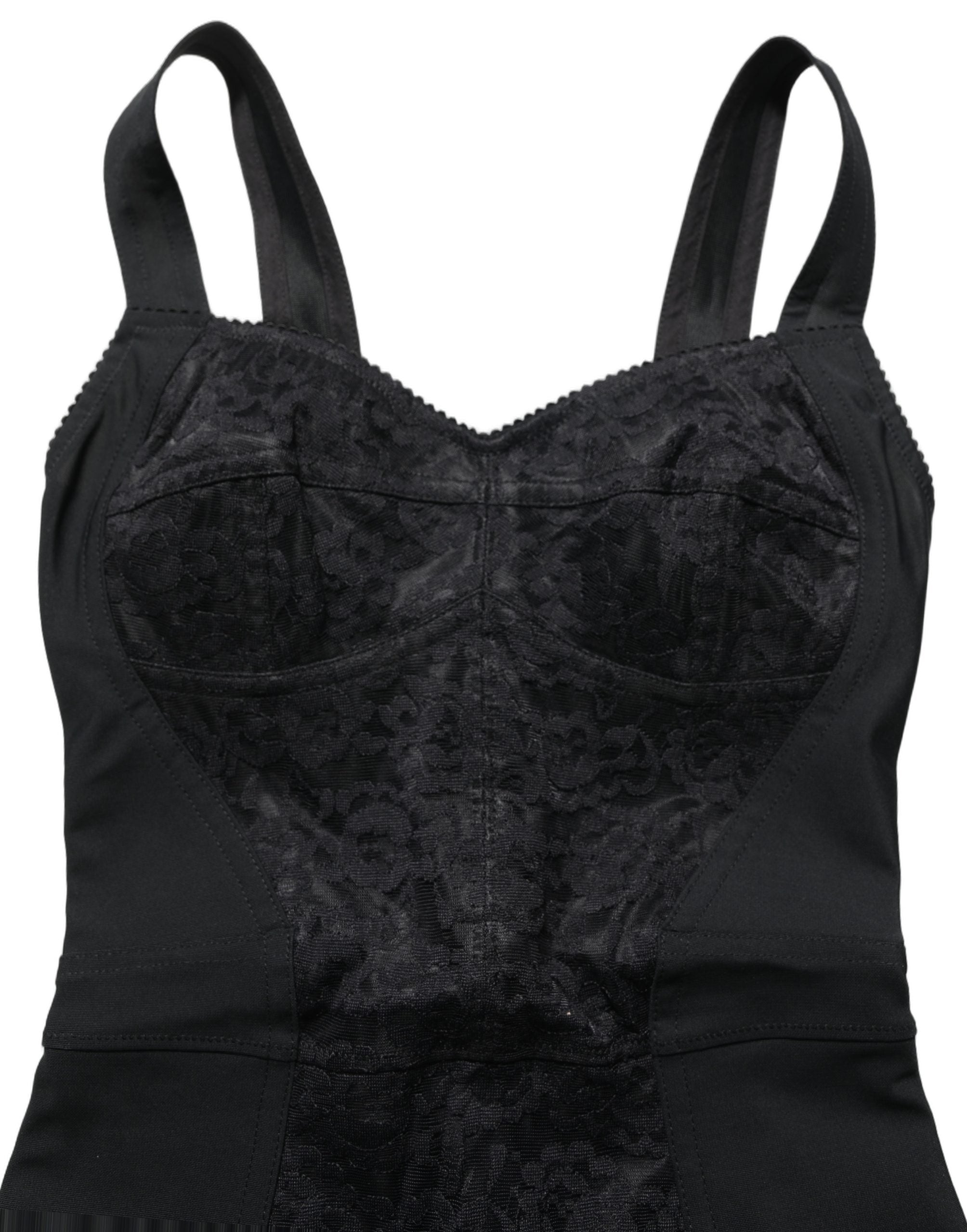Dolce & Gabbana Black Floral Lace Corset Bodycon Bodysuit Dolce & Gabbana