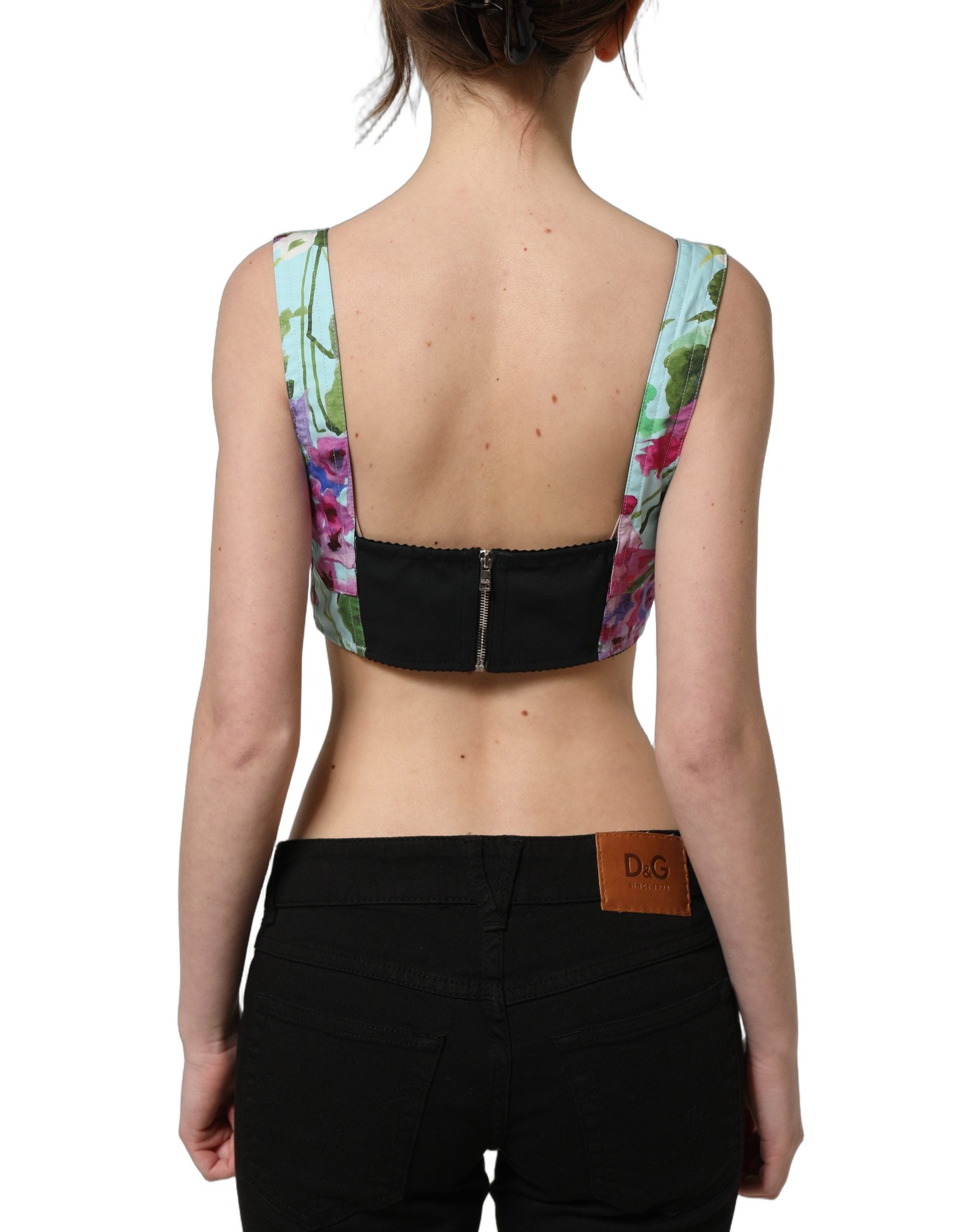 Dolce & Gabbana Multicolor Floral Cropped Bustier Tank Top Dolce & Gabbana