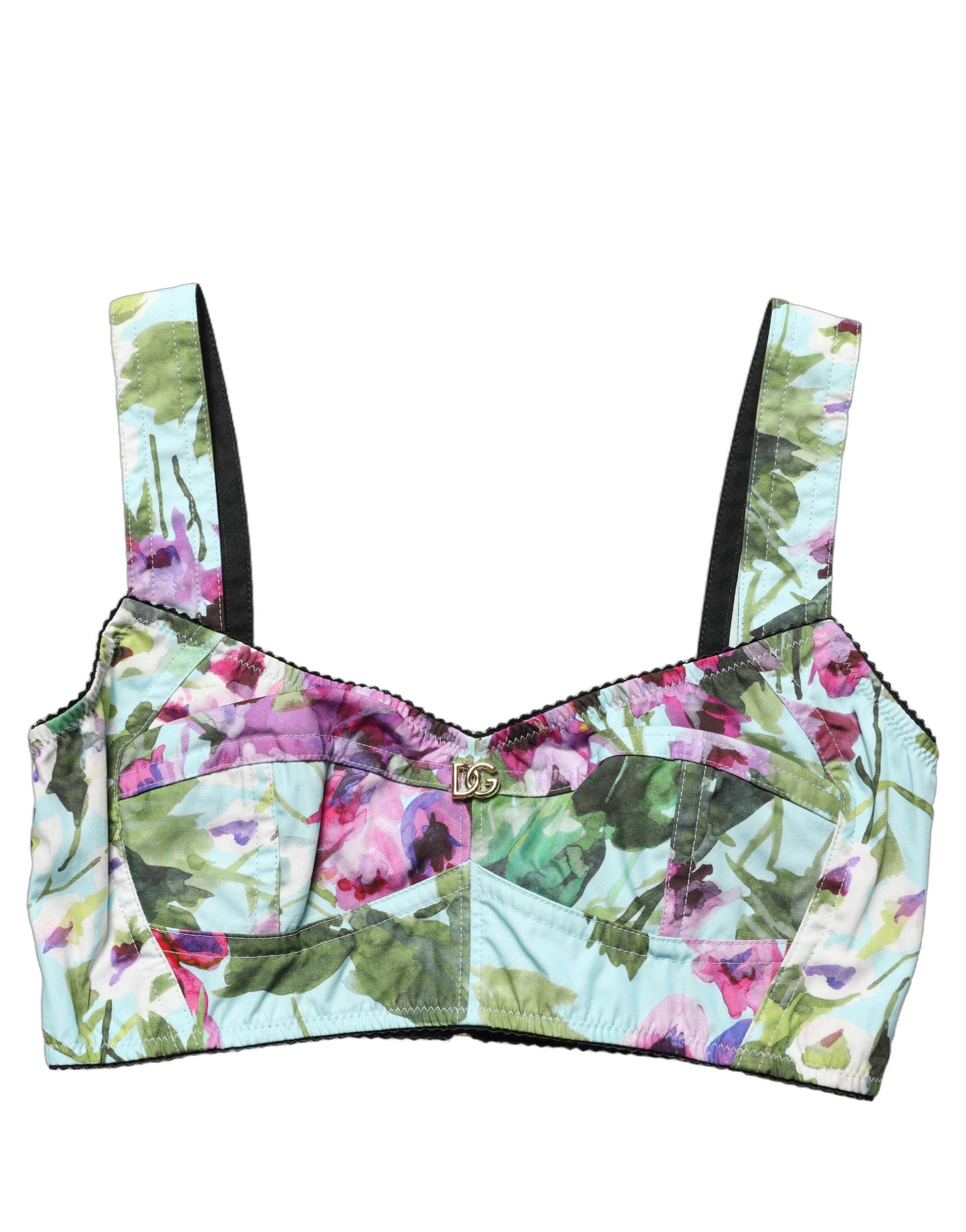 Dolce & Gabbana Multicolor Floral Cropped Bustier Tank Top Dolce & Gabbana