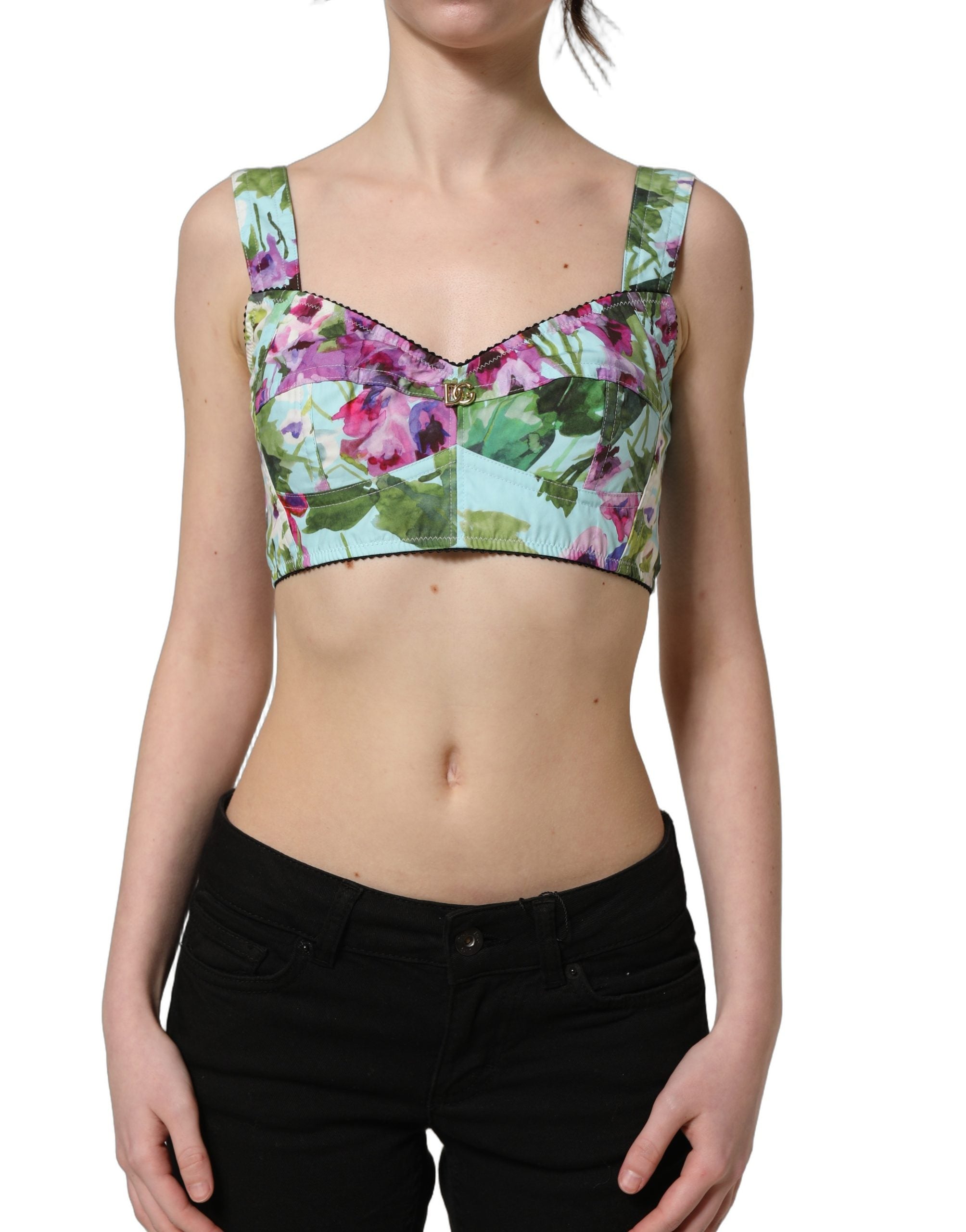 Dolce & Gabbana Multicolor Floral Cropped Bustier Tank Top Dolce & Gabbana
