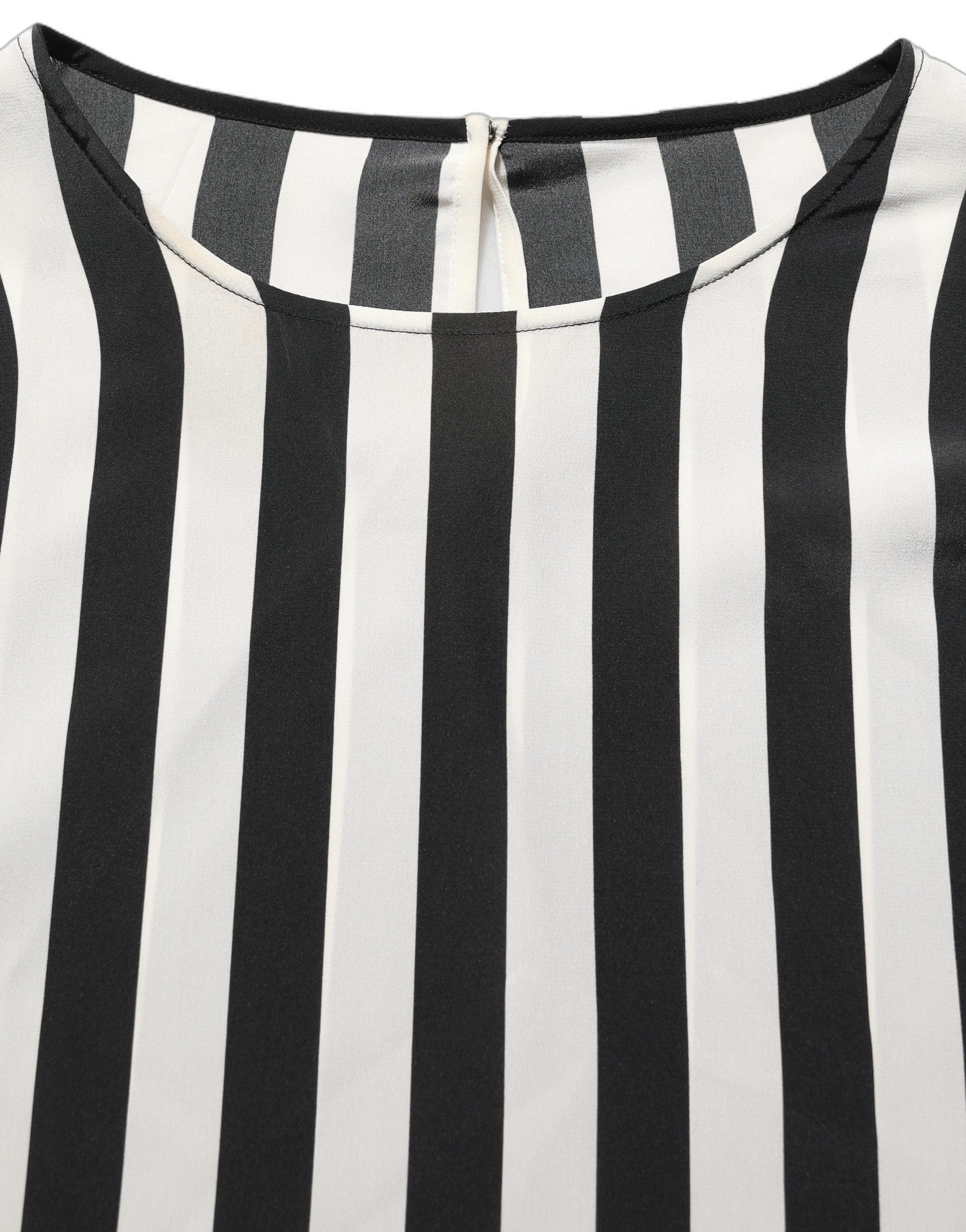 Dolce & Gabbana Black White Stripes Round Neck Blouse Top Dolce & Gabbana