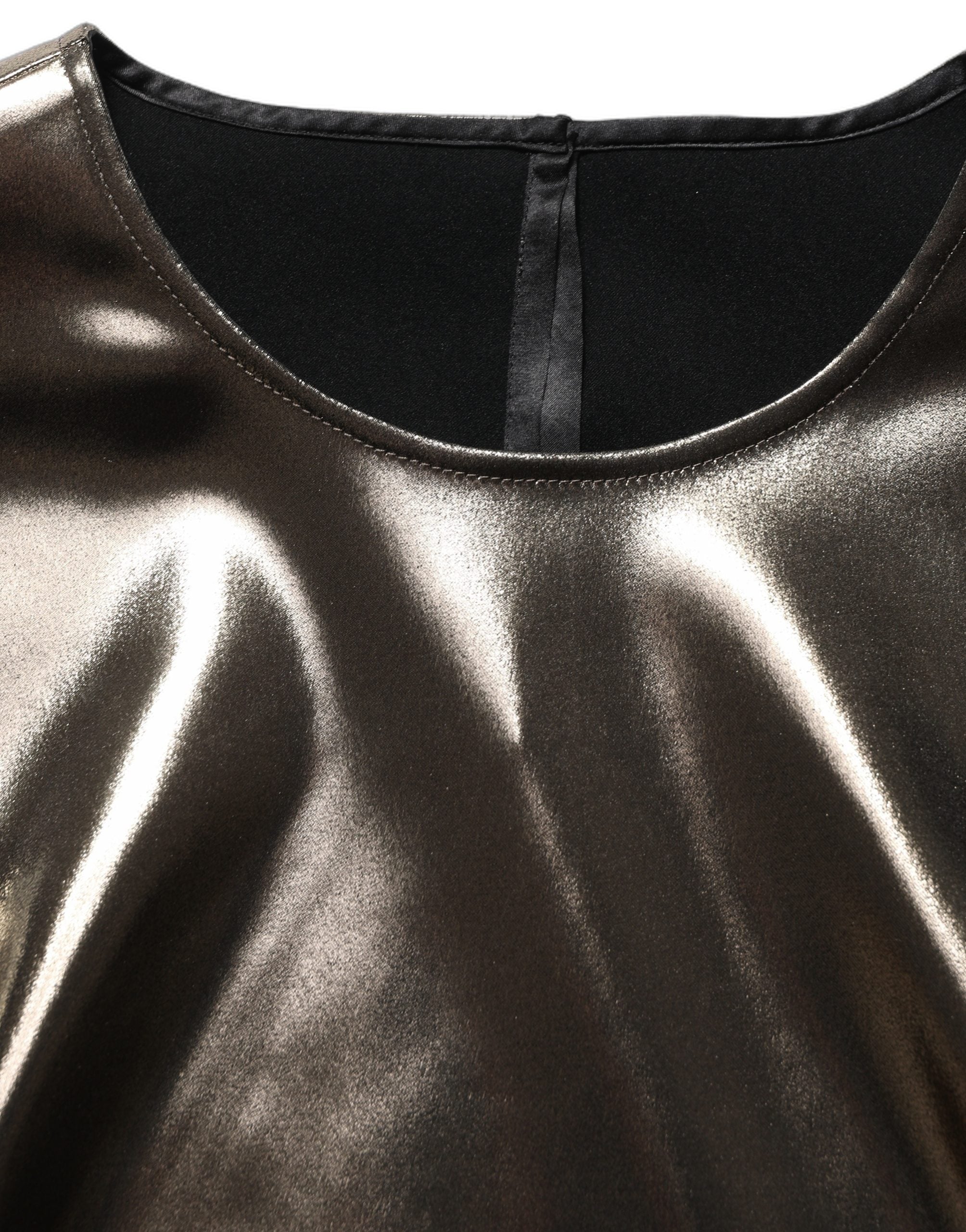 Dolce & Gabbana Metallic Bronze Roundneck SleevelessTank Top Dolce & Gabbana