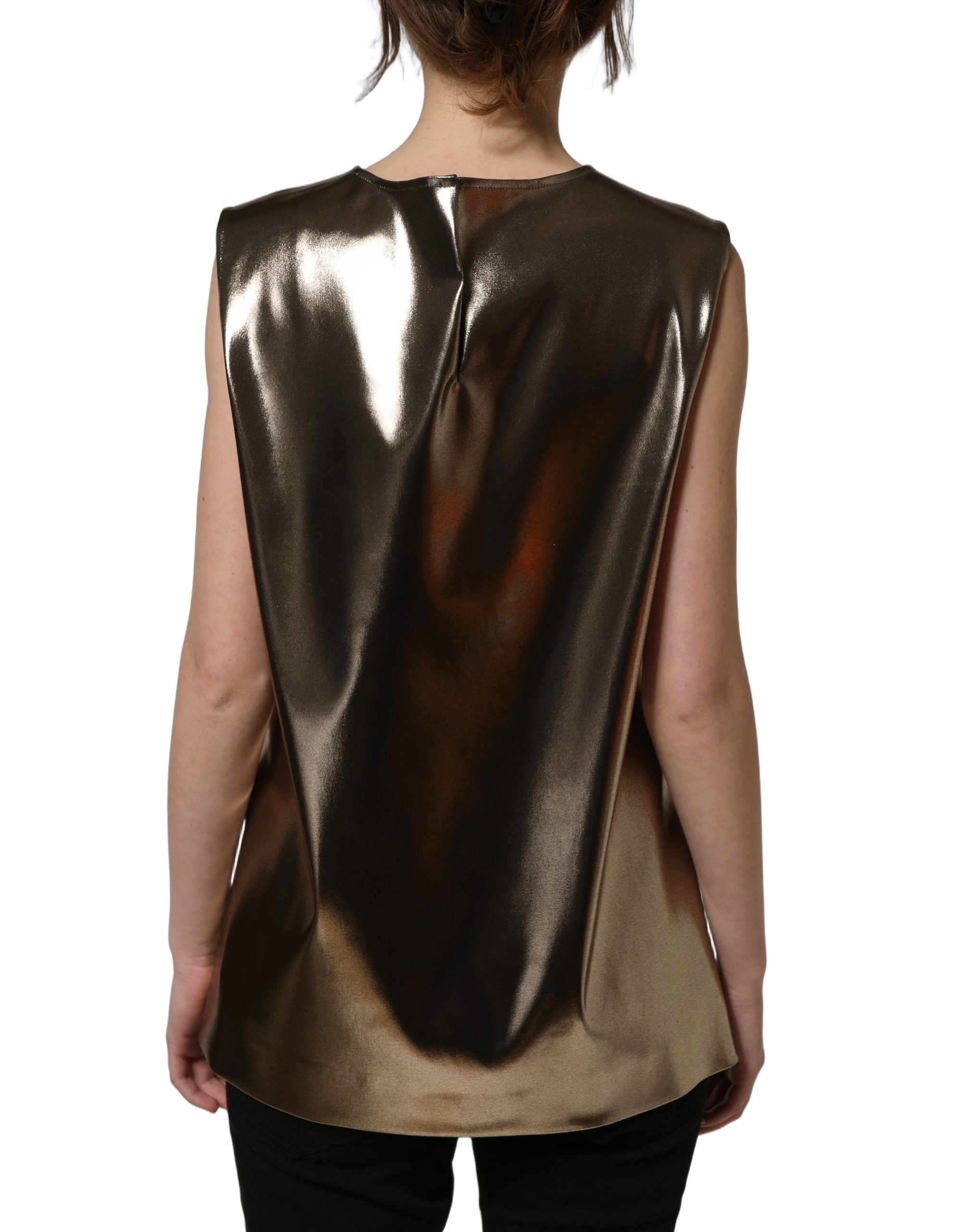 Dolce & Gabbana Metallic Bronze Roundneck SleevelessTank Top Dolce & Gabbana