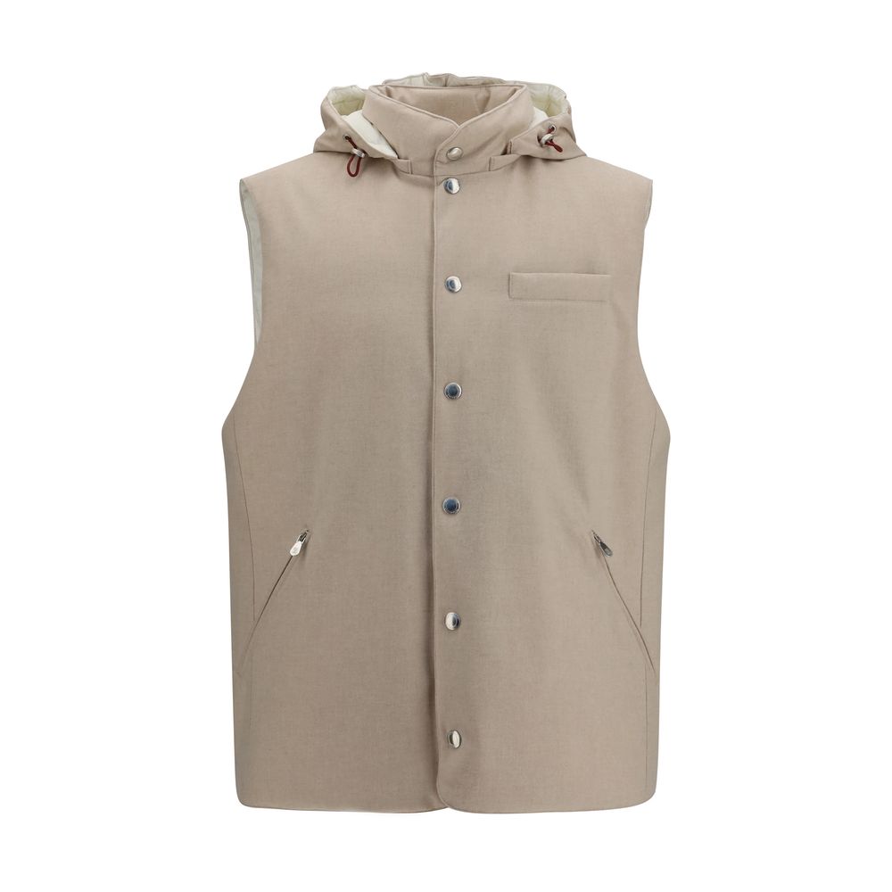 Brunello Cucinelli Beige Wool Oves Aries Sleeveless Jacket Brunello Cucinelli
