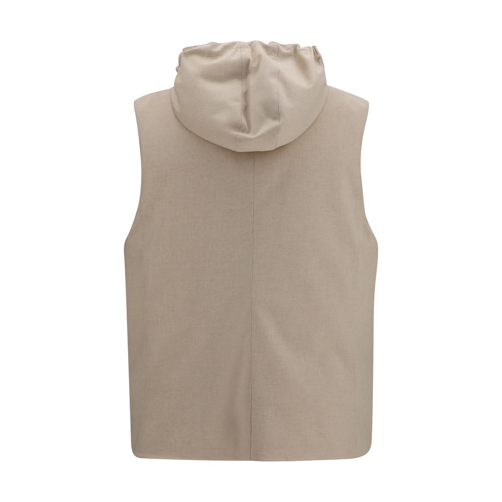 Brunello Cucinelli Beige Wool Oves Aries Sleeveless Jacket Brunello Cucinelli