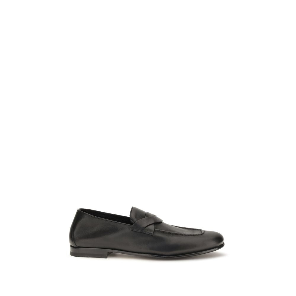 Tom Ford Black Calf Leather Bos Taurus Slip-On Loafers Tom Ford