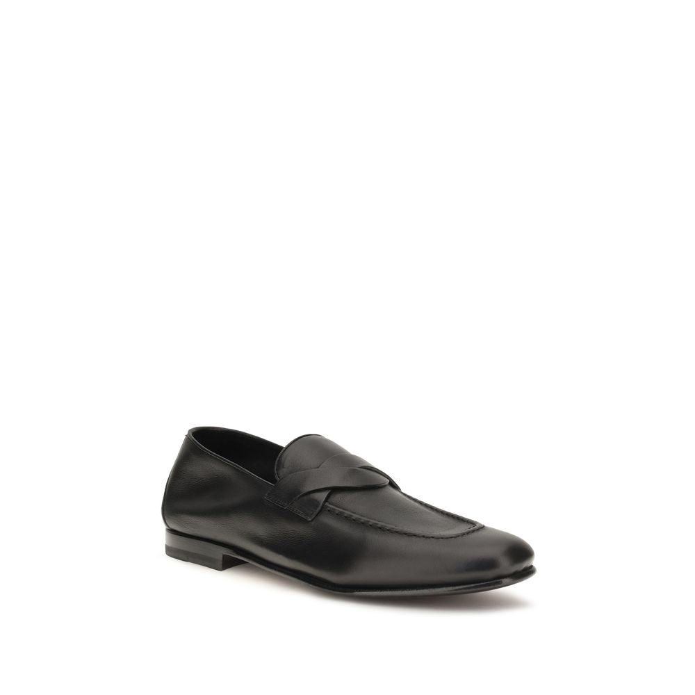 Tom Ford Black Calf Leather Bos Taurus Slip-On Loafers Tom Ford
