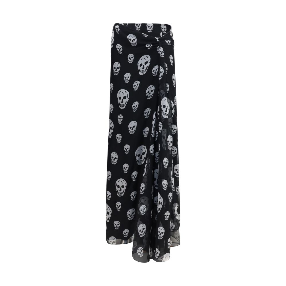 Alexander McQueen Black Silk Long Skirt Alexander McQueen