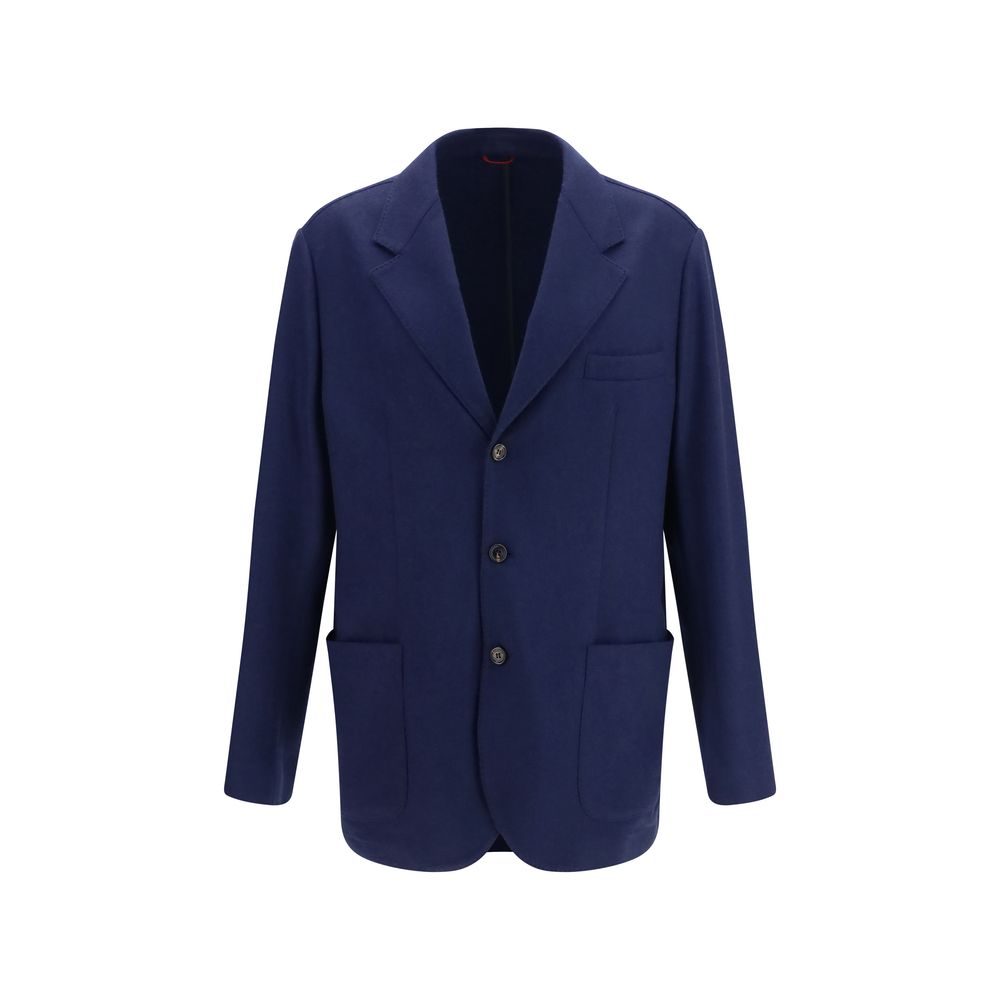 Brunello Cucinelli Blue Cashmere Full-Length Jacket Brunello Cucinelli