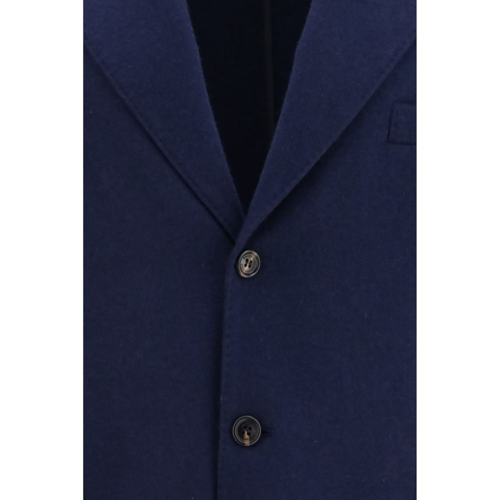 Brunello Cucinelli Blue Cashmere Full-Length Jacket Brunello Cucinelli