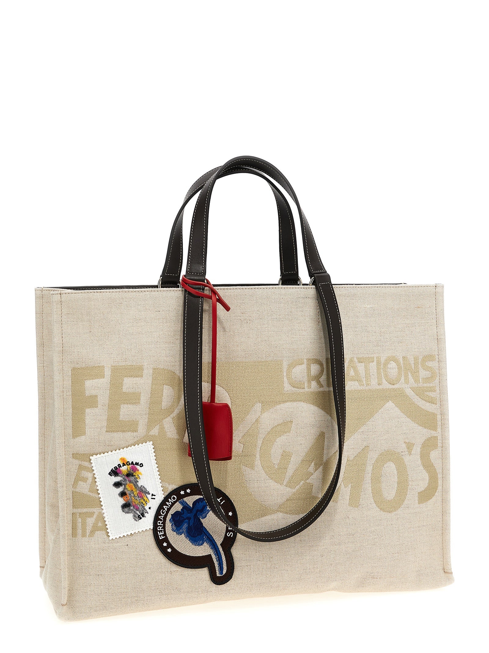 Ferragamo Beige Fabric Tote Bag Ferragamo