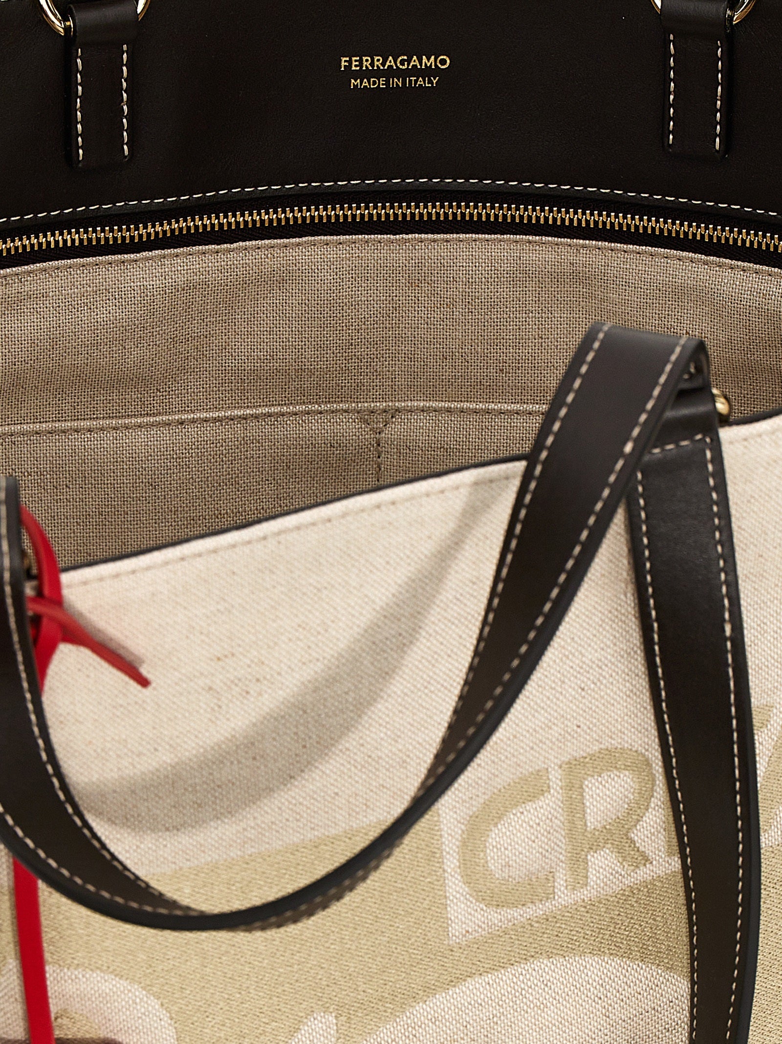 Ferragamo Beige Fabric Tote Bag Ferragamo