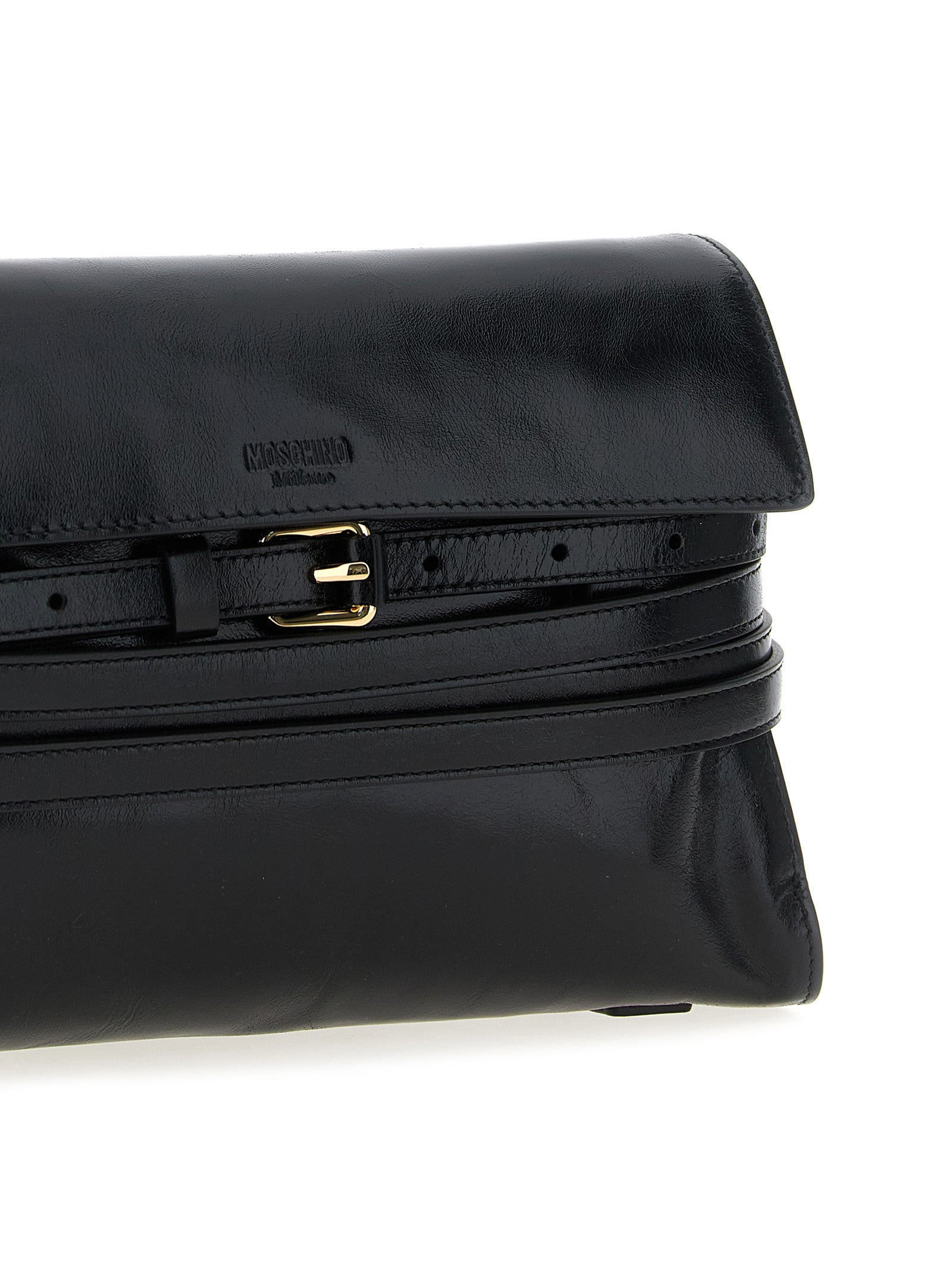 Moschino Black Leather Crossbody Bag Moschino