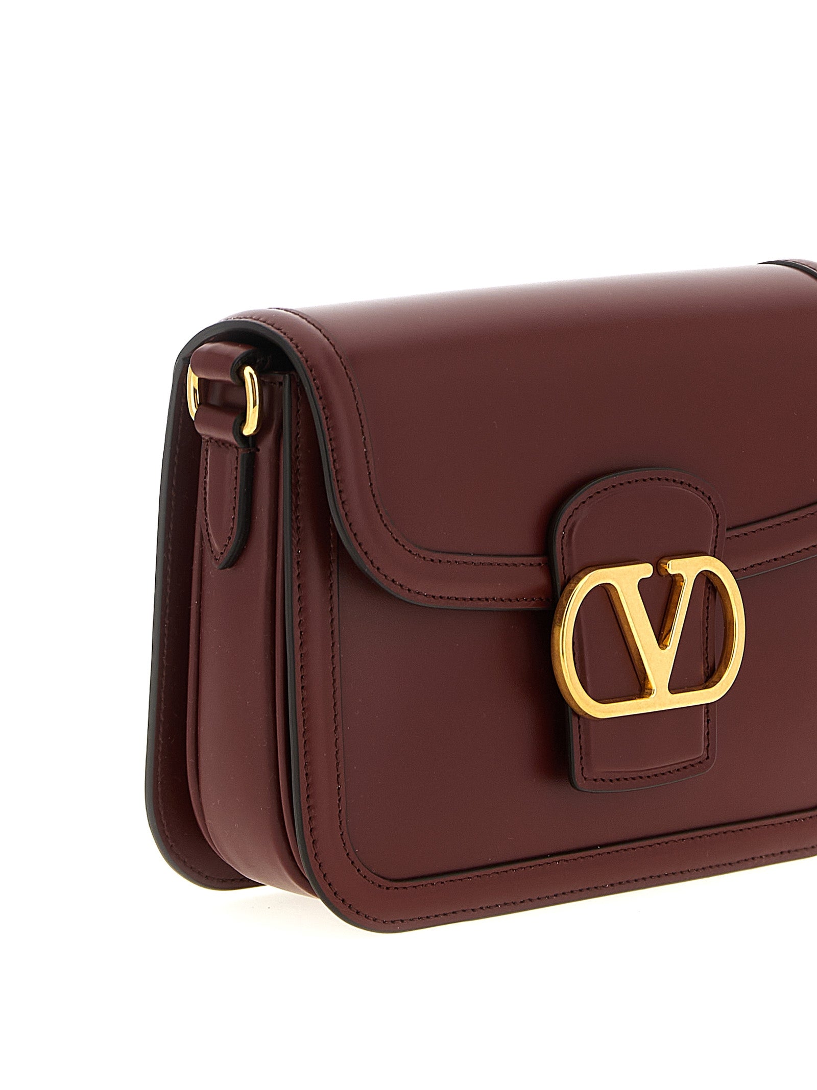 Valentino Garavani Bordeaux Calfskin Crossbody Bag Valentino Garavani