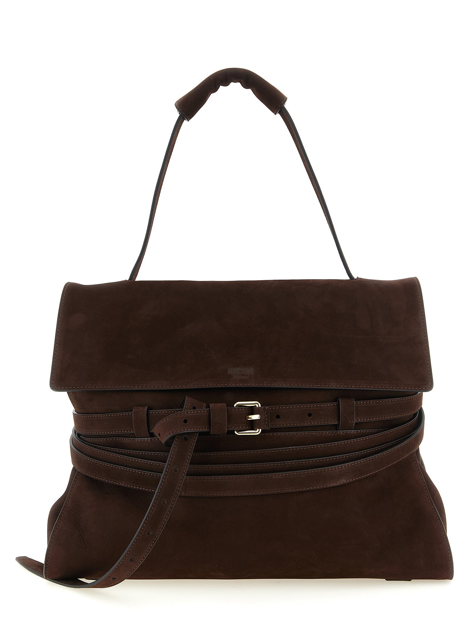 Moschino Brown Calfskin Shoulder Bag Moschino