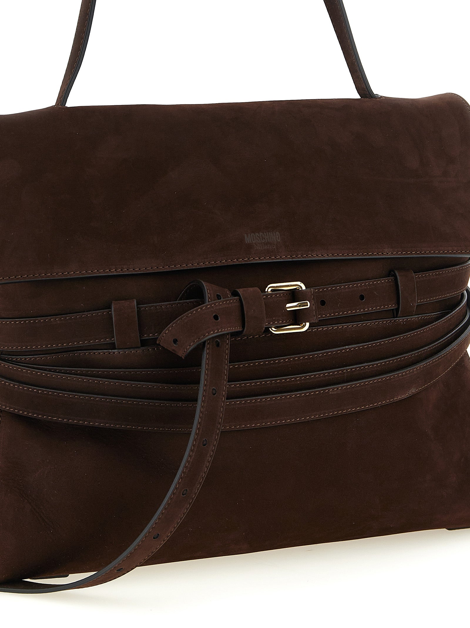 Moschino Brown Calfskin Shoulder Bag Moschino