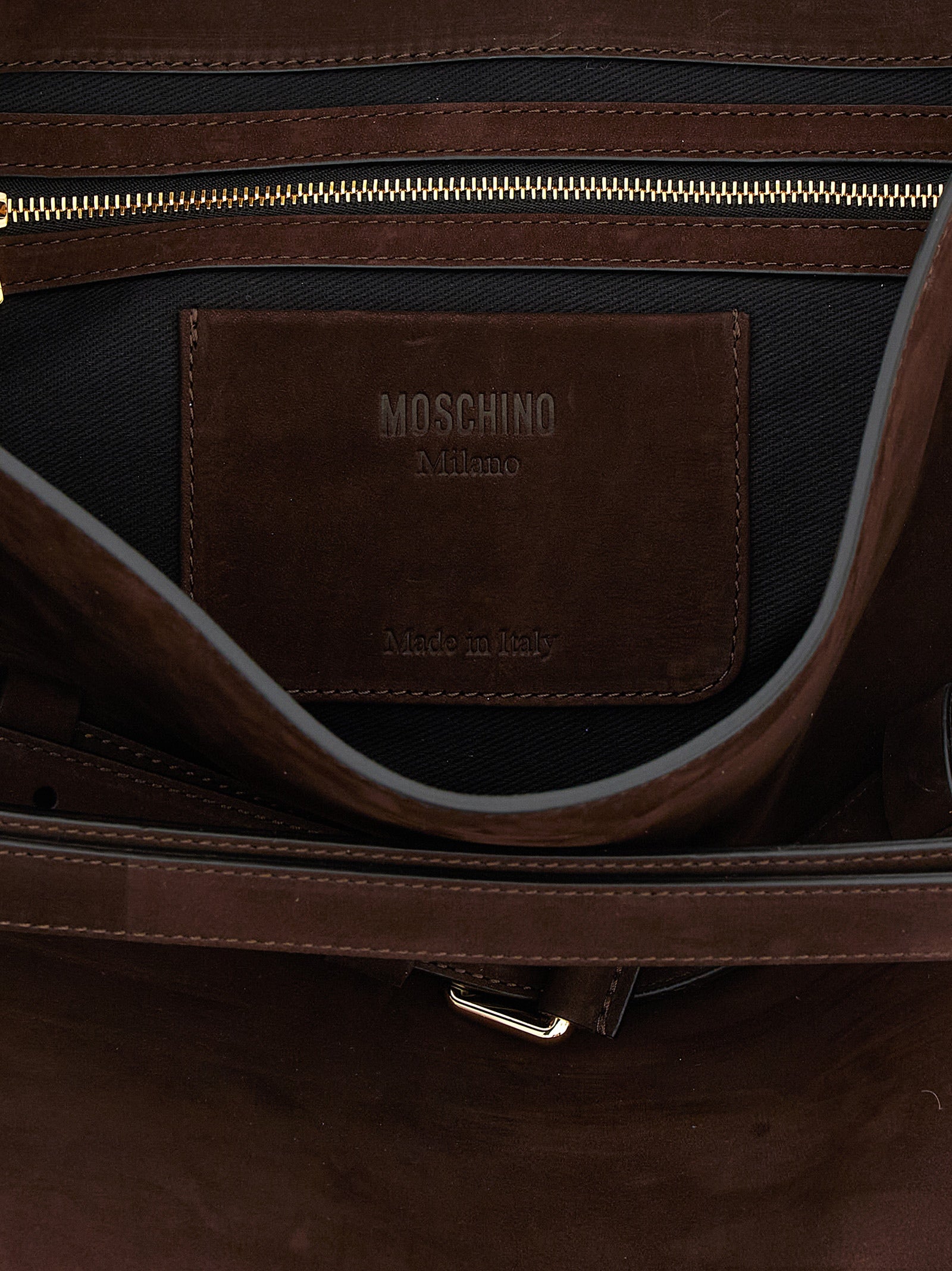 Moschino Brown Calfskin Shoulder Bag Moschino