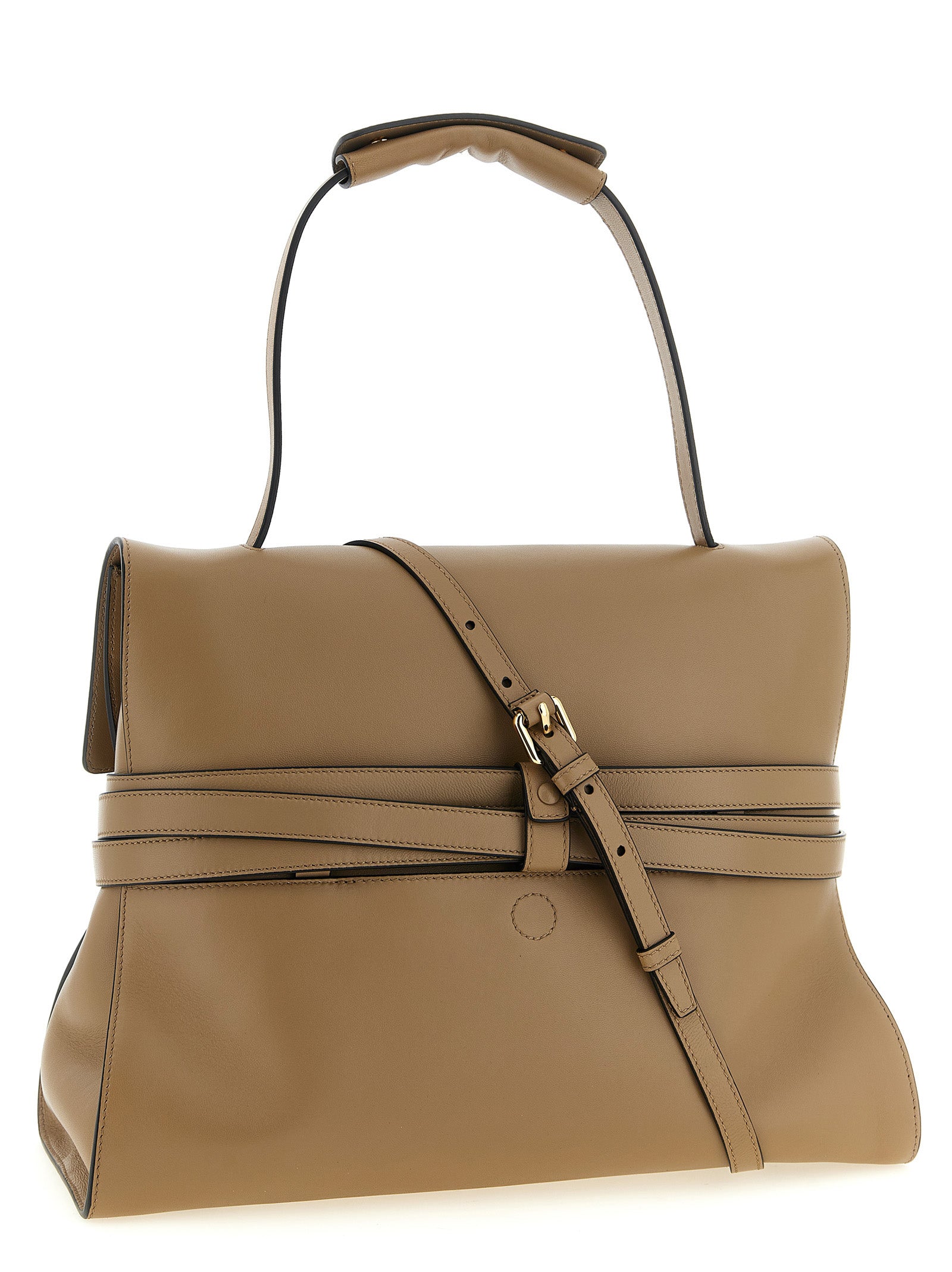 Moschino Beige Napa Leather / Calf Bos Taurus Shoulder Bag Moschino