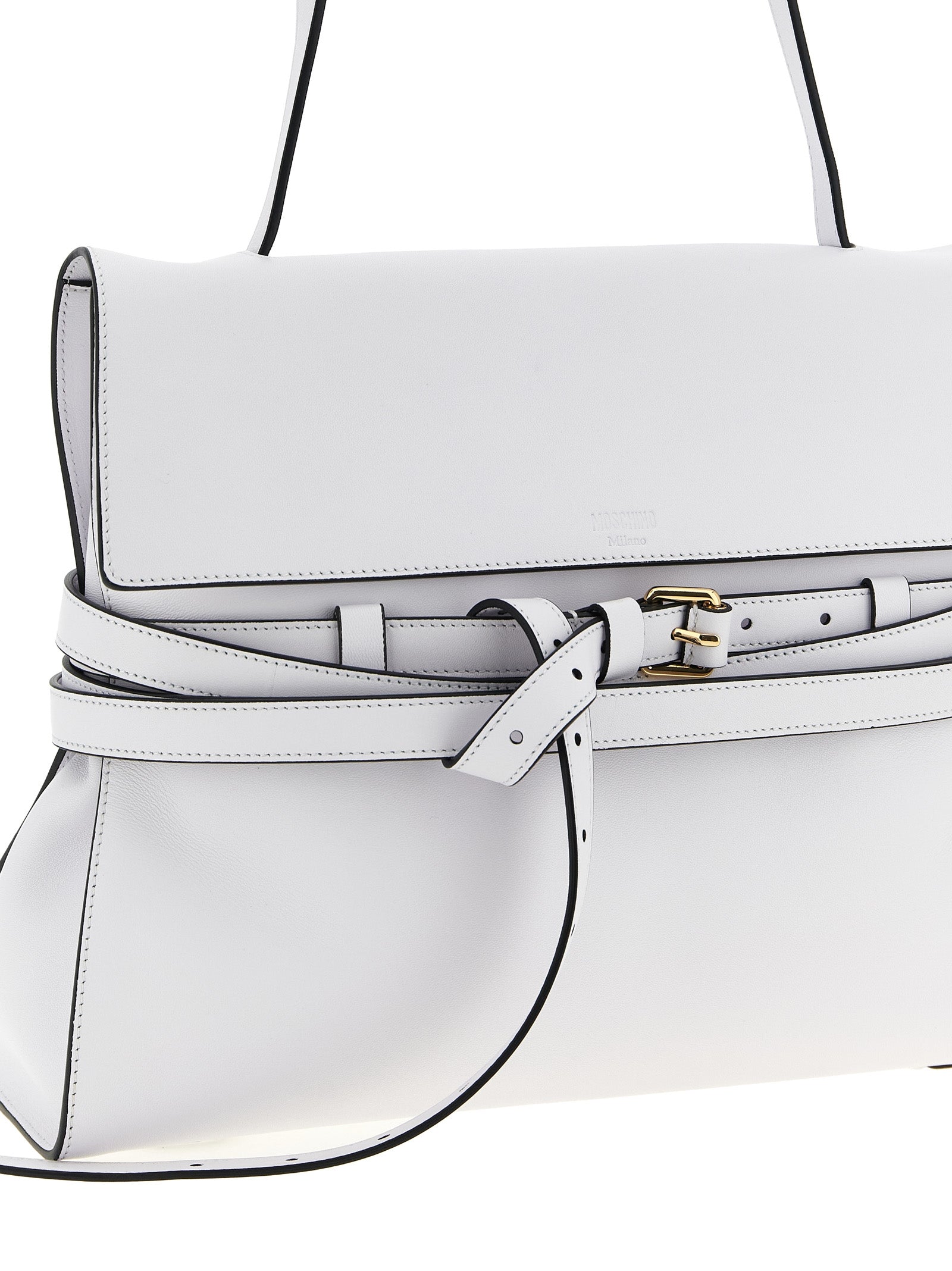Moschino White Napa Leather / Calf Bos Taurus Shoulder Bag Moschino