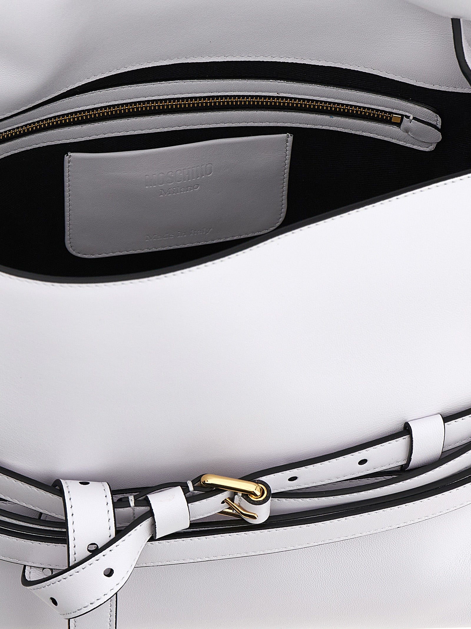 Moschino White Napa Leather / Calf Bos Taurus Shoulder Bag Moschino