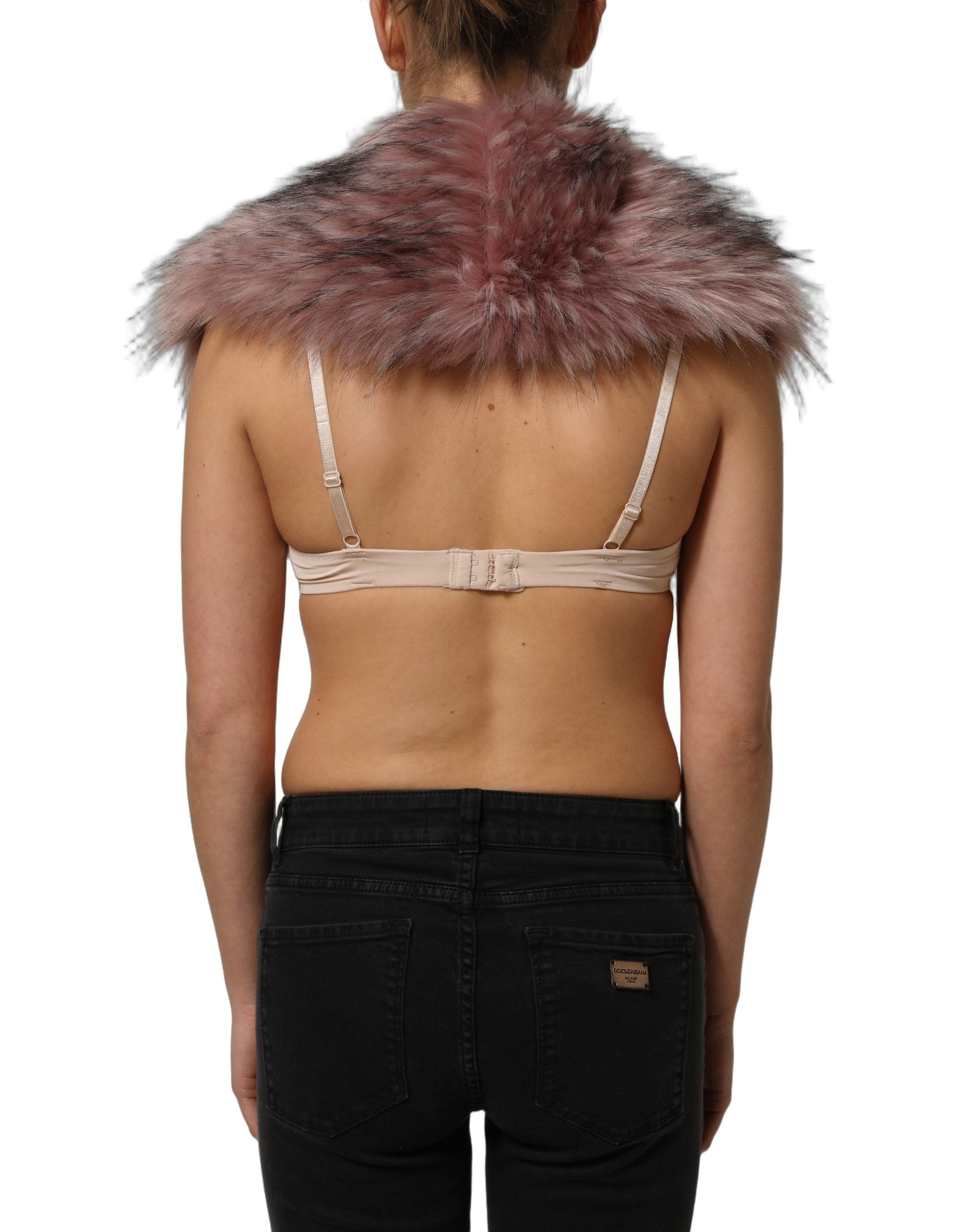 Dolce & Gabbana Pink Acrylic Faux Fur Knit Shrug Vest Top Dolce & Gabbana
