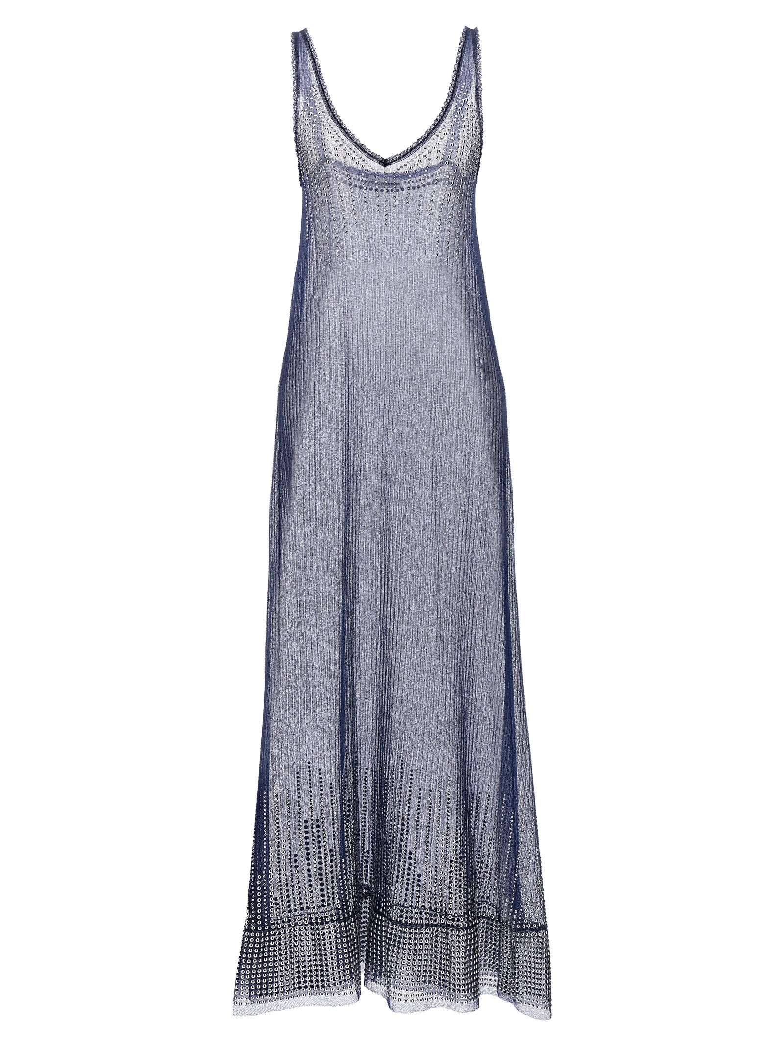 Paco Rabanne Blue Polyamide Long Dress Paco Rabanne
