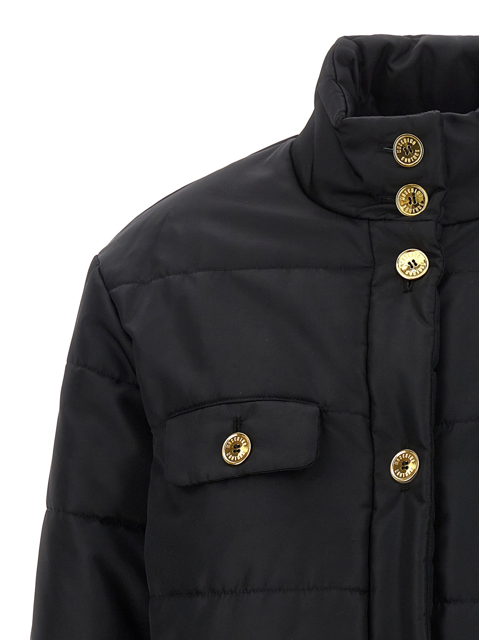 Moschino Black Polyamide Full-Length Jacket Moschino