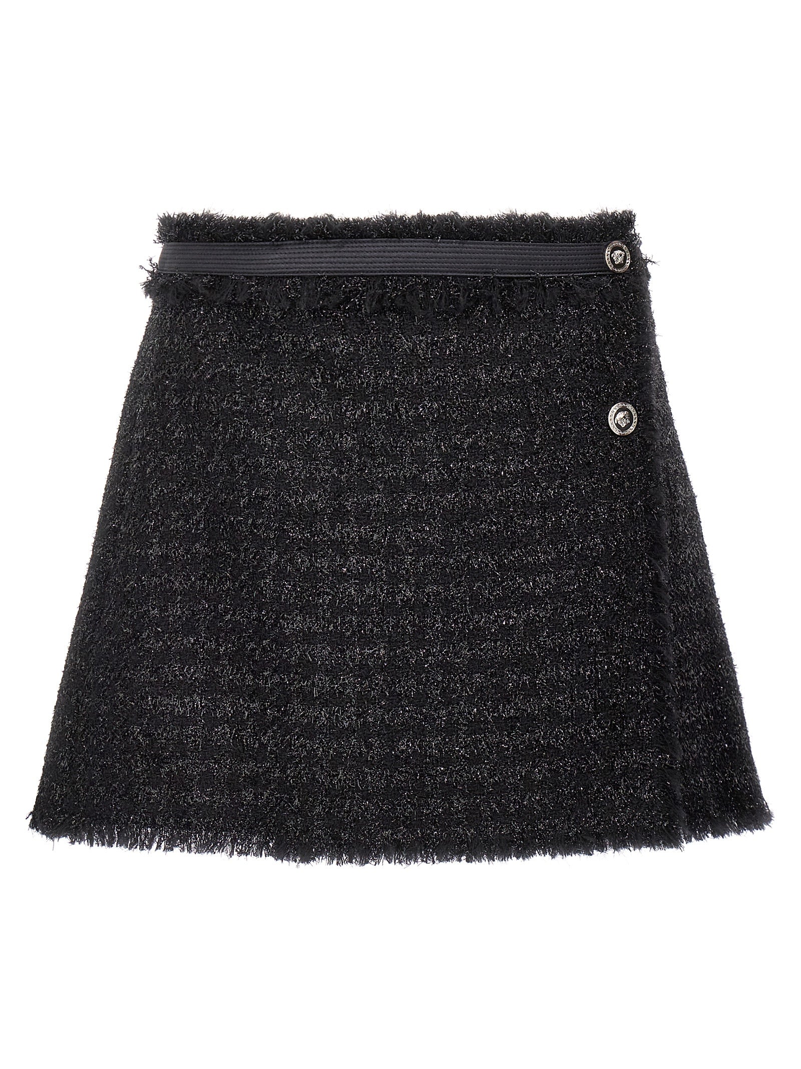 Versace Black Virgin Wool Long Skirt Versace