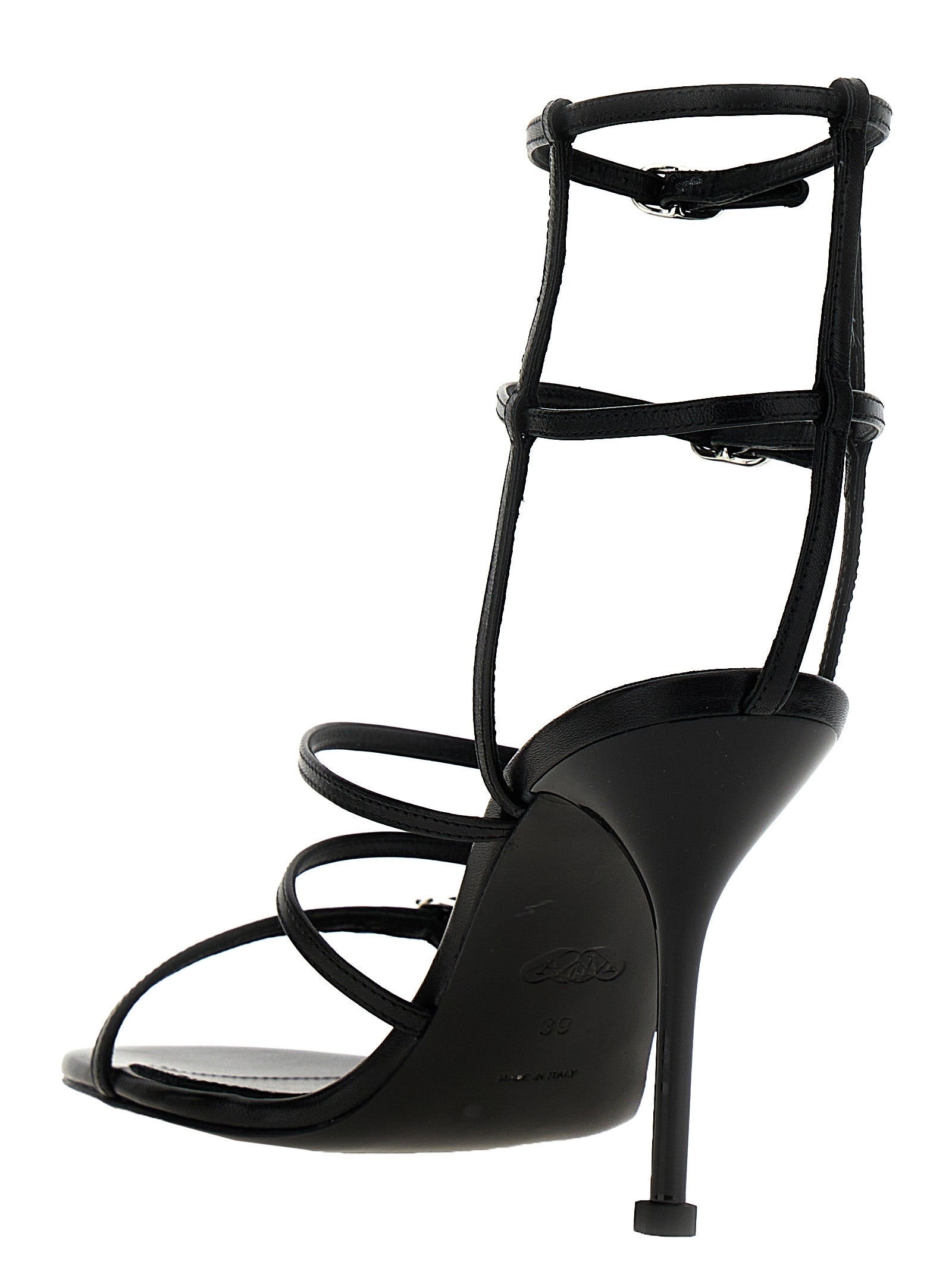 Alexander McQueen Black Lambskin Stiletto Heel Sandals Alexander McQueen