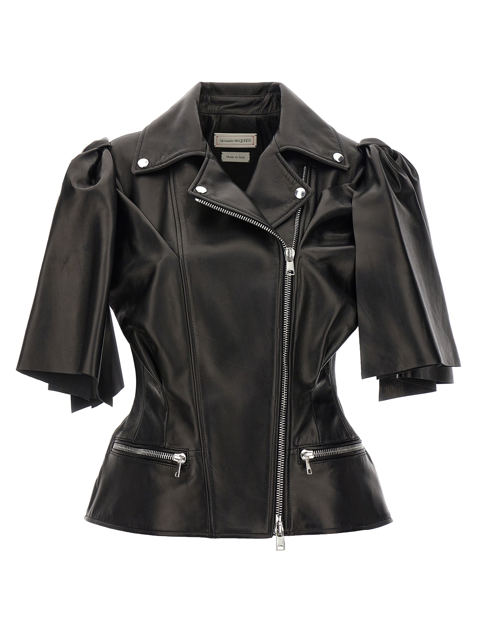 Alexander McQueen Black Lamb Leather Sleeveless Jacket Alexander McQueen