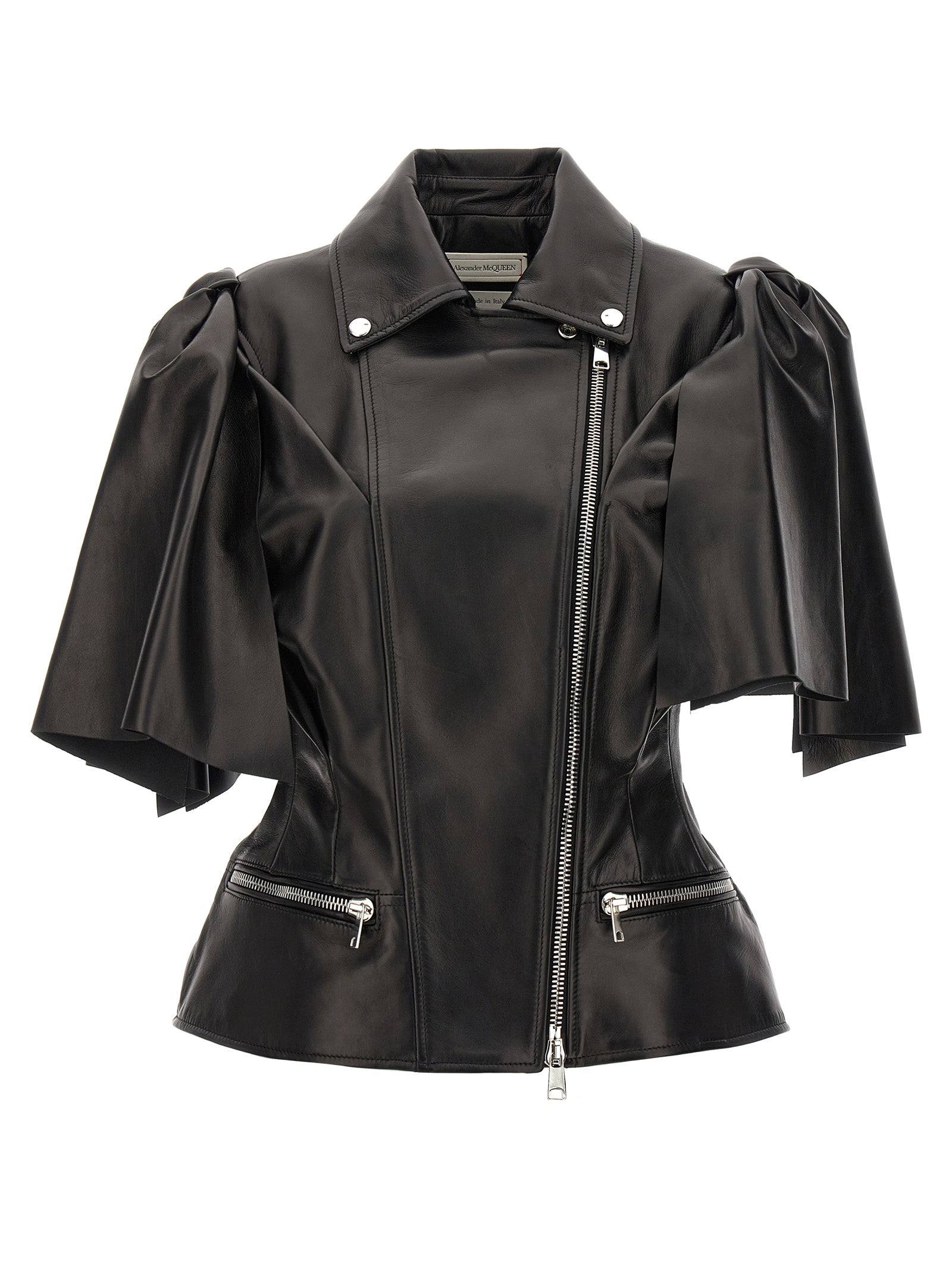Alexander McQueen Black Lamb Leather Sleeveless Jacket Alexander McQueen