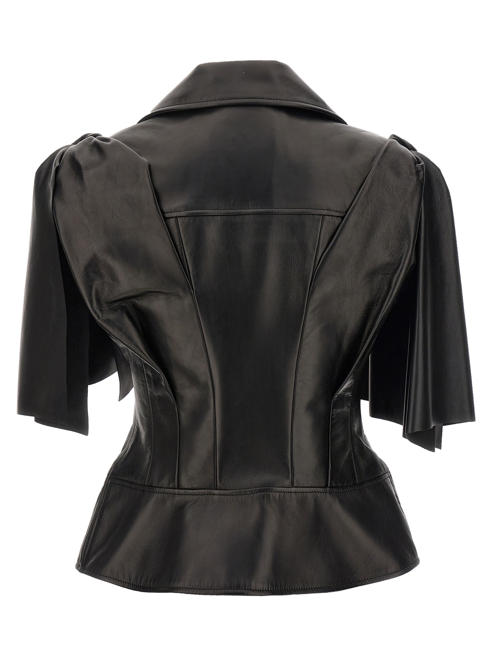 Alexander McQueen Black Lamb Leather Sleeveless Jacket Alexander McQueen