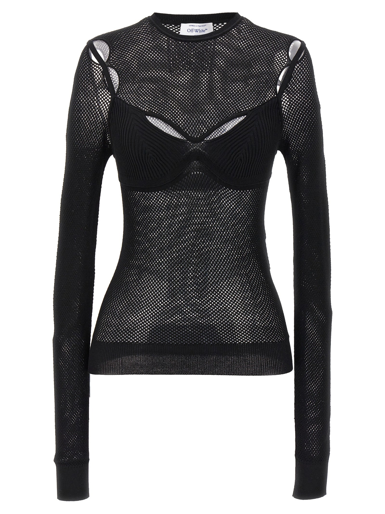 Off-White Black Viscose Tank Tops Off-White