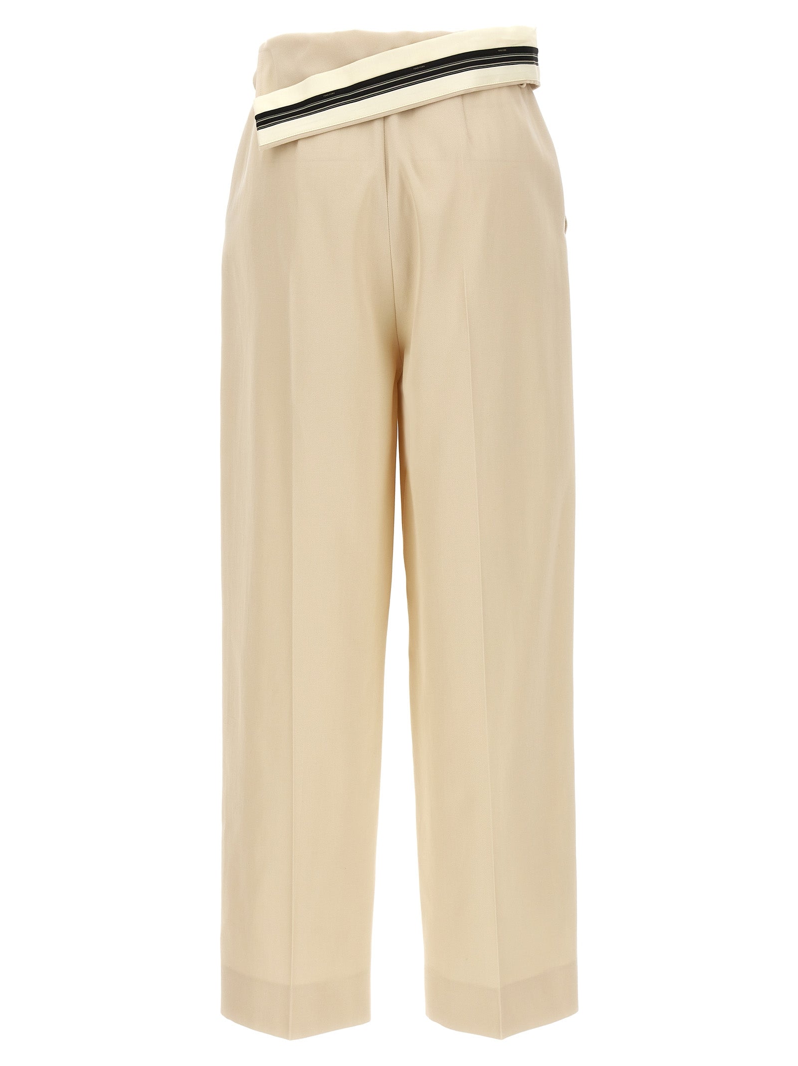 Fendi Beige Wool Casual Pants Fendi