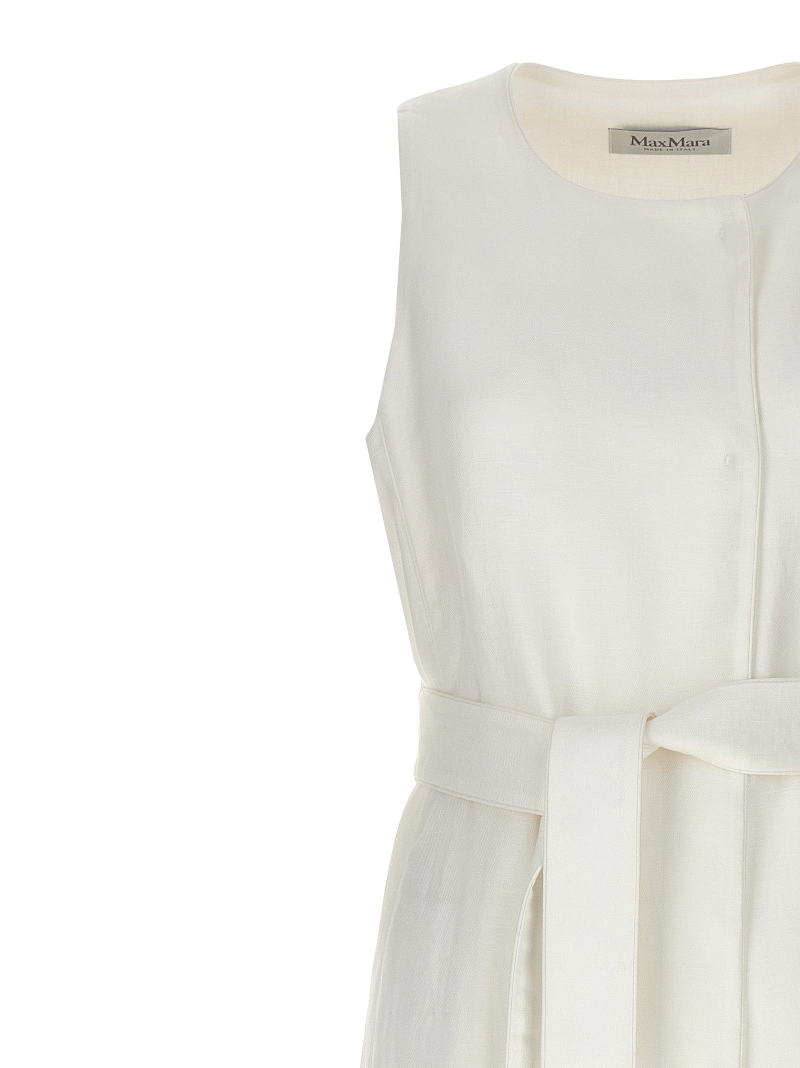 Max Mara White Flax Sleeveless Jacket Max Mara