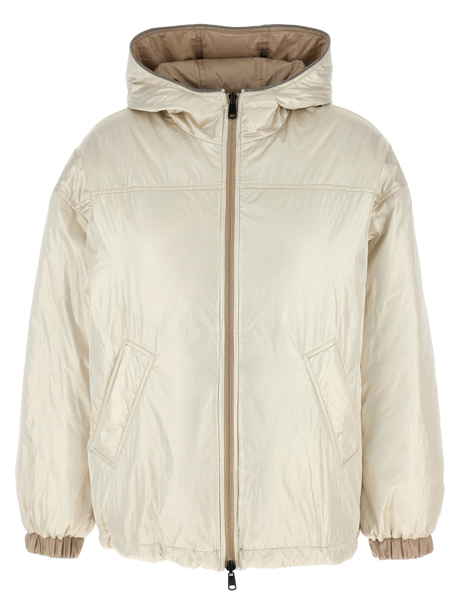 Brunello Cucinelli Beige Polyester Full-Length Jacket Brunello Cucinelli