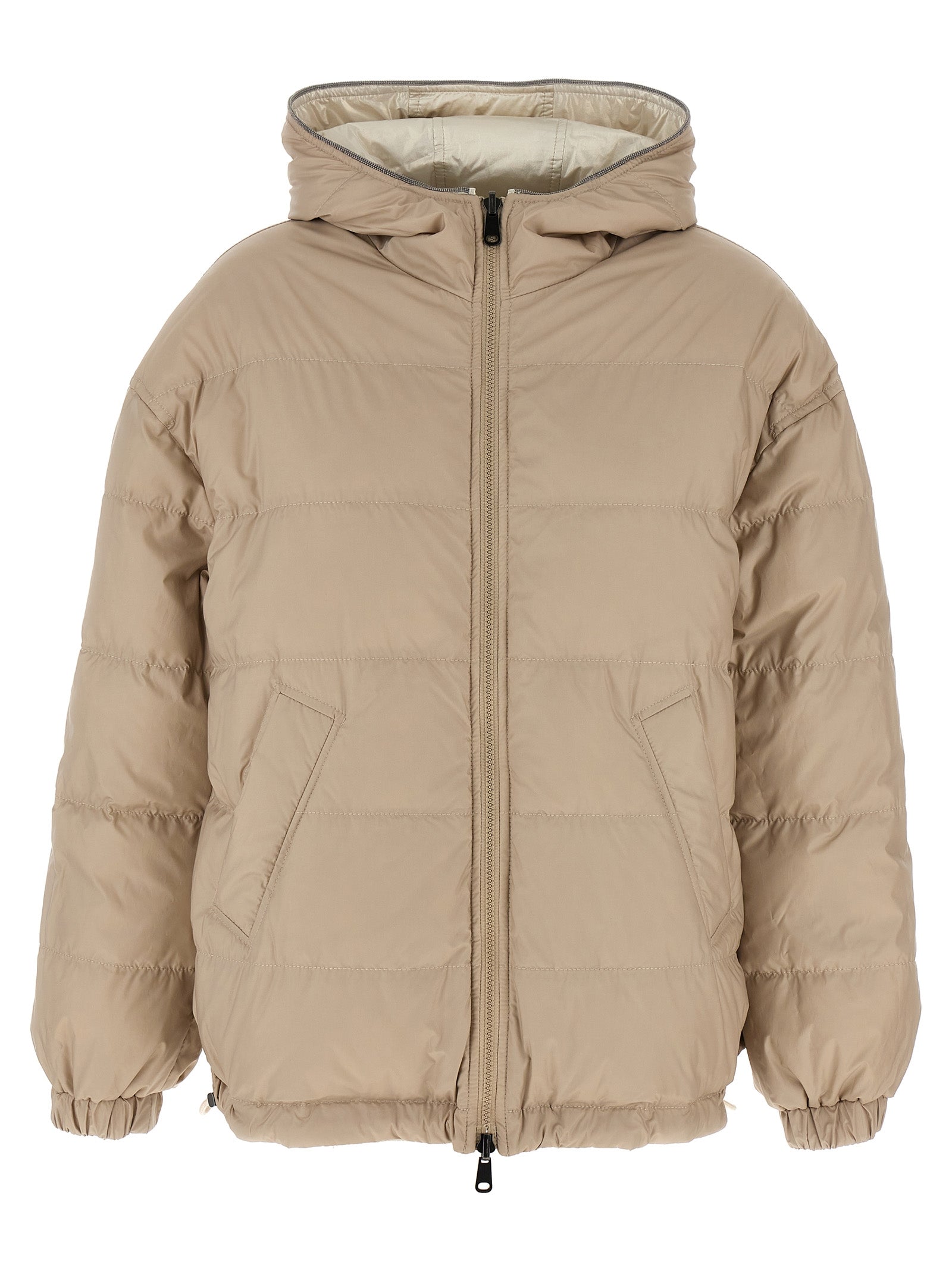 Brunello Cucinelli Beige Polyester Full-Length Jacket Brunello Cucinelli