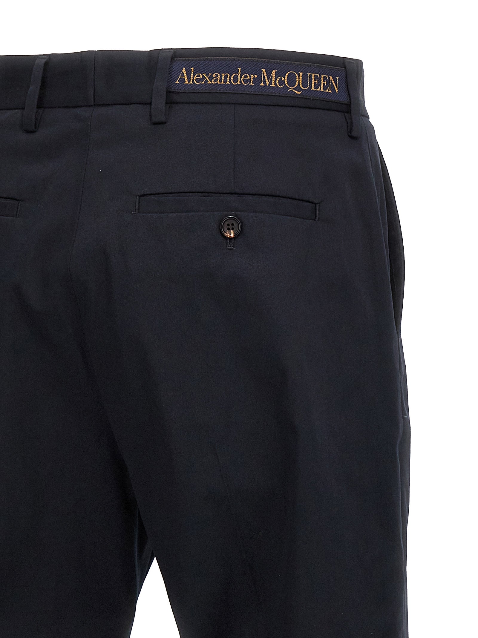 Alexander McQueen Blue Cotton Casual Pants Alexander McQueen