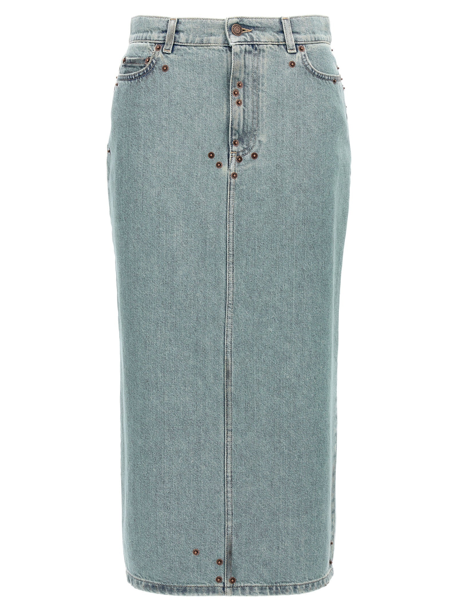 Moschino Blue Cotton Midi Skirt Moschino