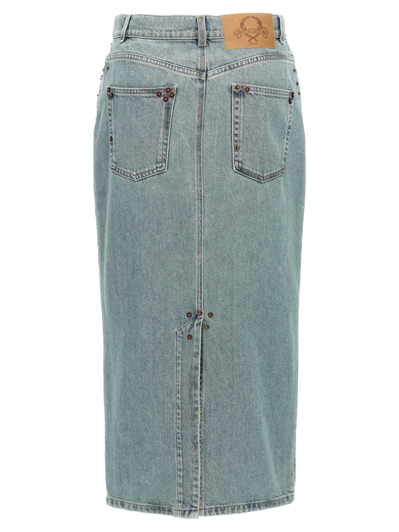 Moschino Blue Cotton Midi Skirt Moschino
