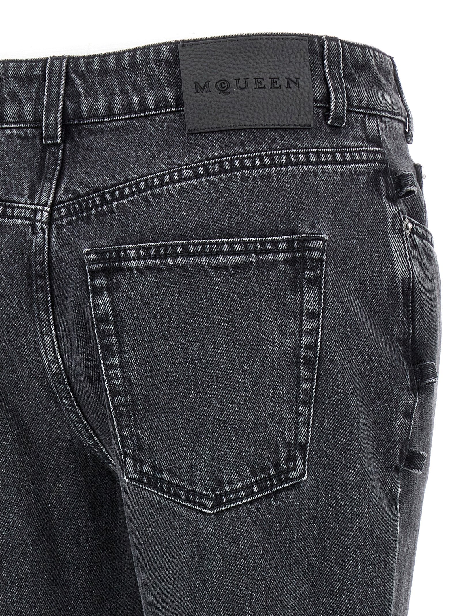 Alexander McQueen Black Cotton Flared Jeans Alexander McQueen