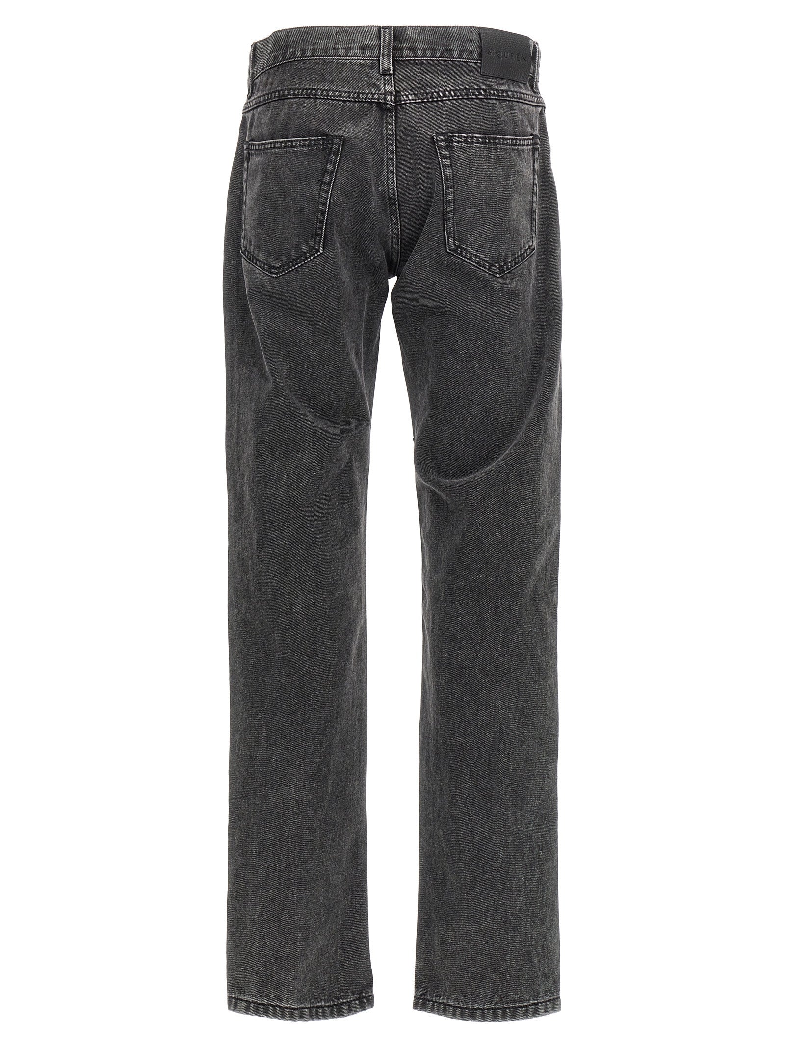 Alexander McQueen Black Cotton Straight-Leg Jeans Alexander McQueen